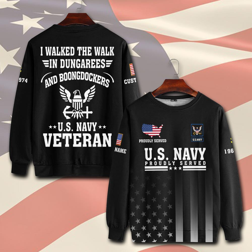 Premium Custom US Navy Sweatshirt VPVC750648, Gifts For Navy Veteran, Gifts On Father’s Day, Veterans Day