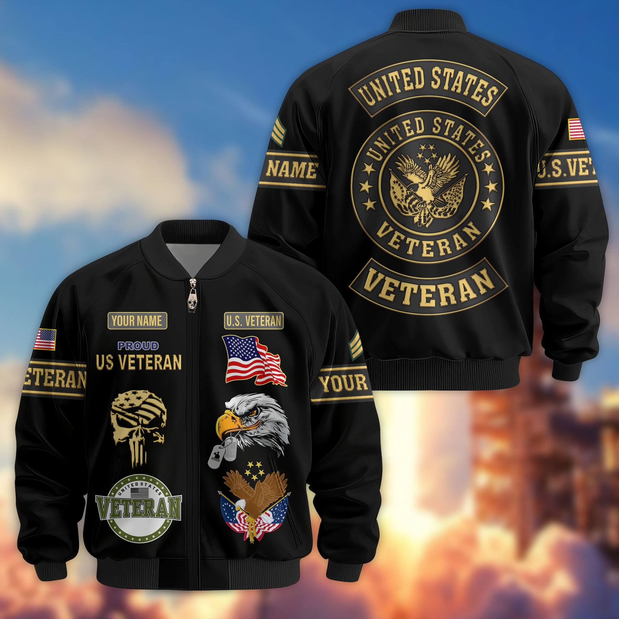 Premium Custom US Veteran Bomber Jacket VPVC802307, Gifts For US Veteran, Gifts On Father’s Day, Veterans Day