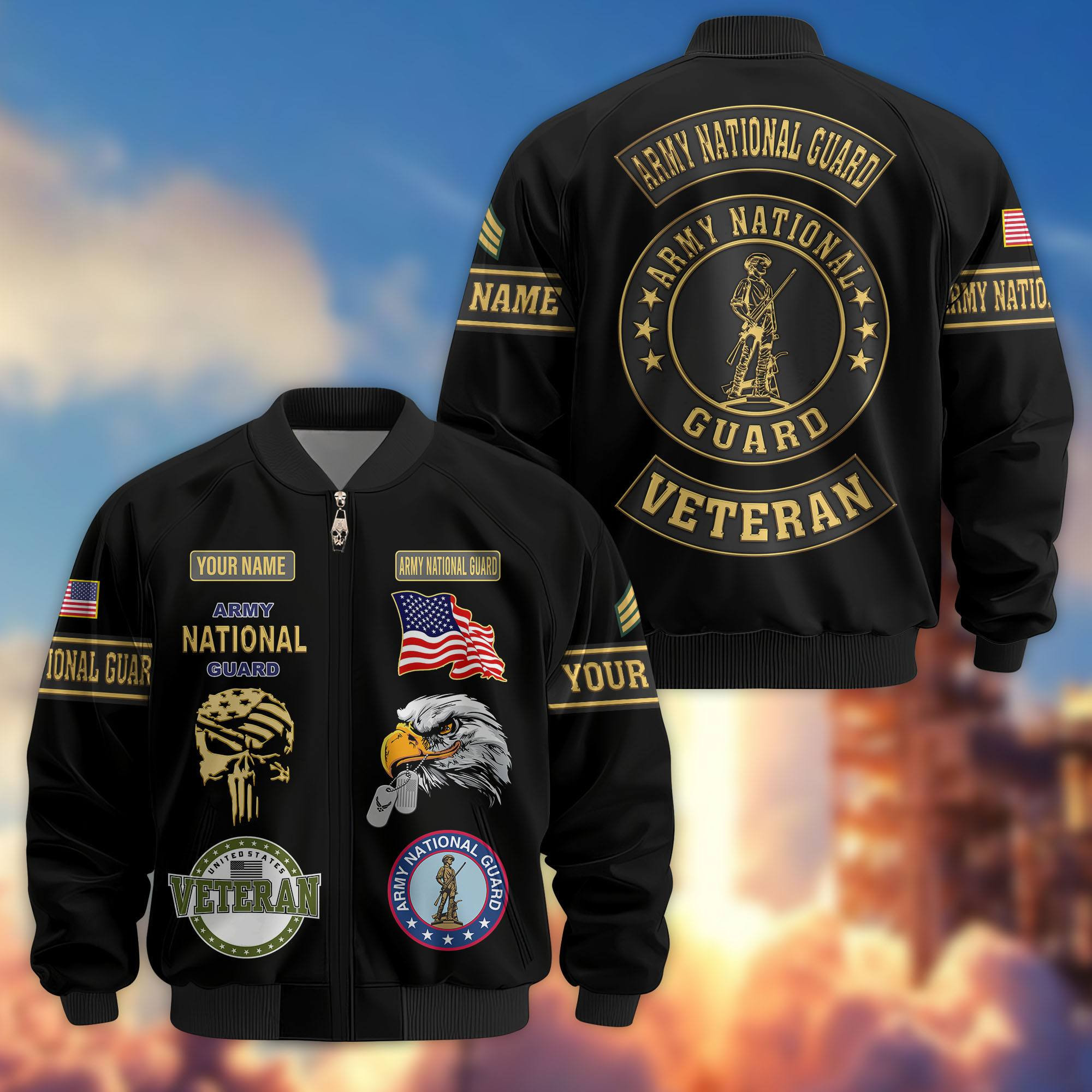 Premium Custom US Army National Guard Veteran Bomber Jacket VPVC802308, Gifts For Army National Guard Veteran, Gifts On Father’s Day, Veterans Day