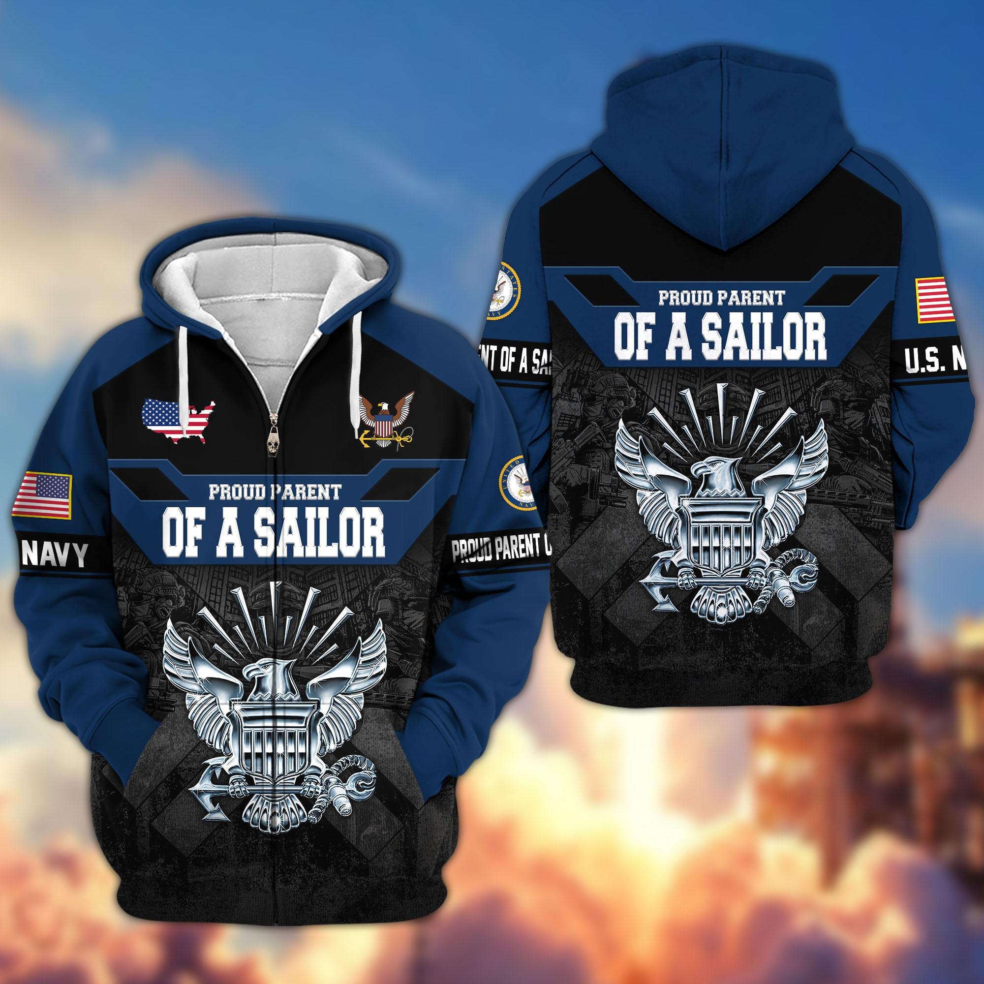 Premium Proud Parent Of A Sailor US Zip Up Hoodie CPVC241210