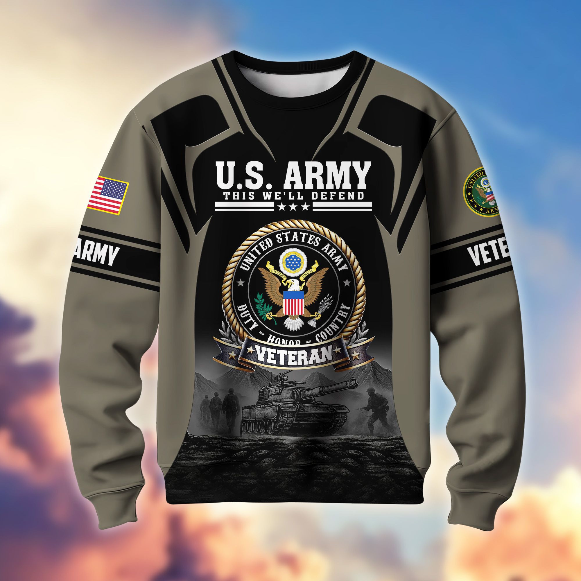 Premium US Veterans Sweatshirt ATTN301224, Gifts For US Veterans, Gifts On Father’s Day, Veterans Day