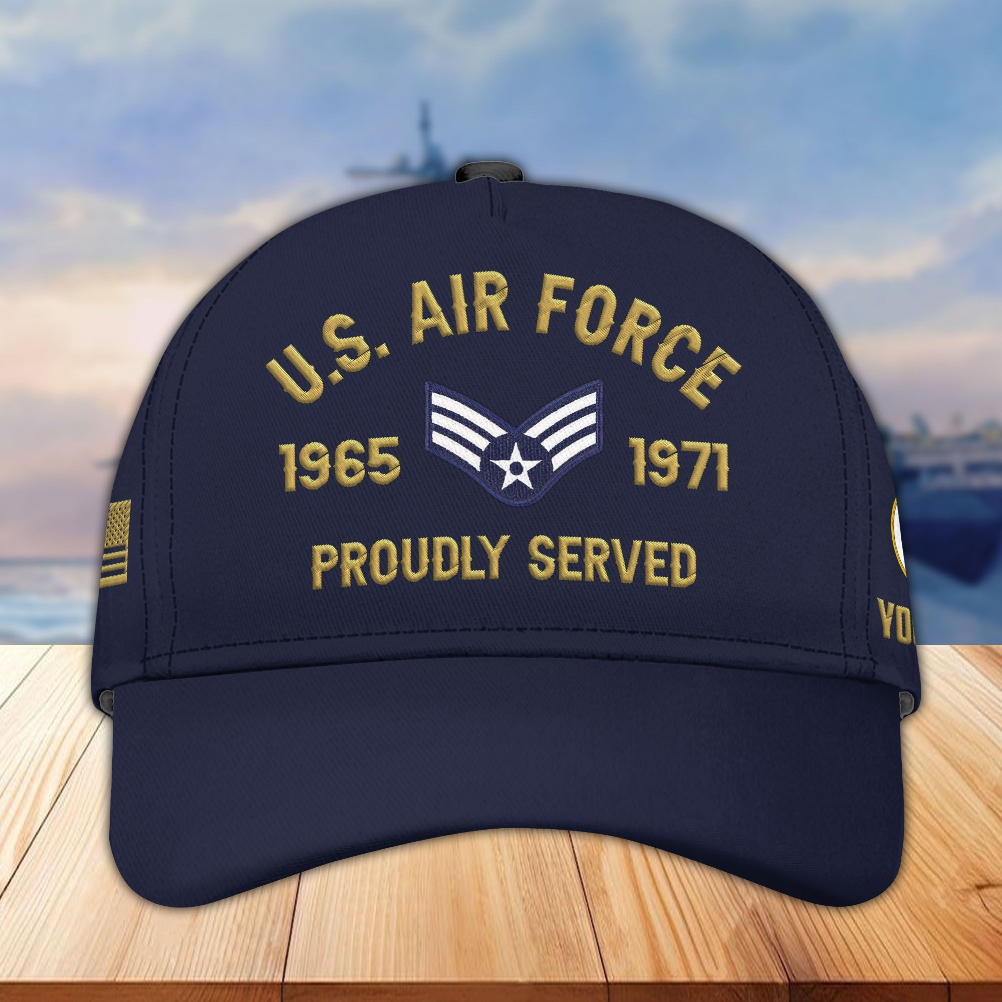 Premium Custom Name, Rank, USAF Embroidered Cap, Hat for Air Force Veteran, Gifts for Father’s Day, Veterans Day VPVC300504