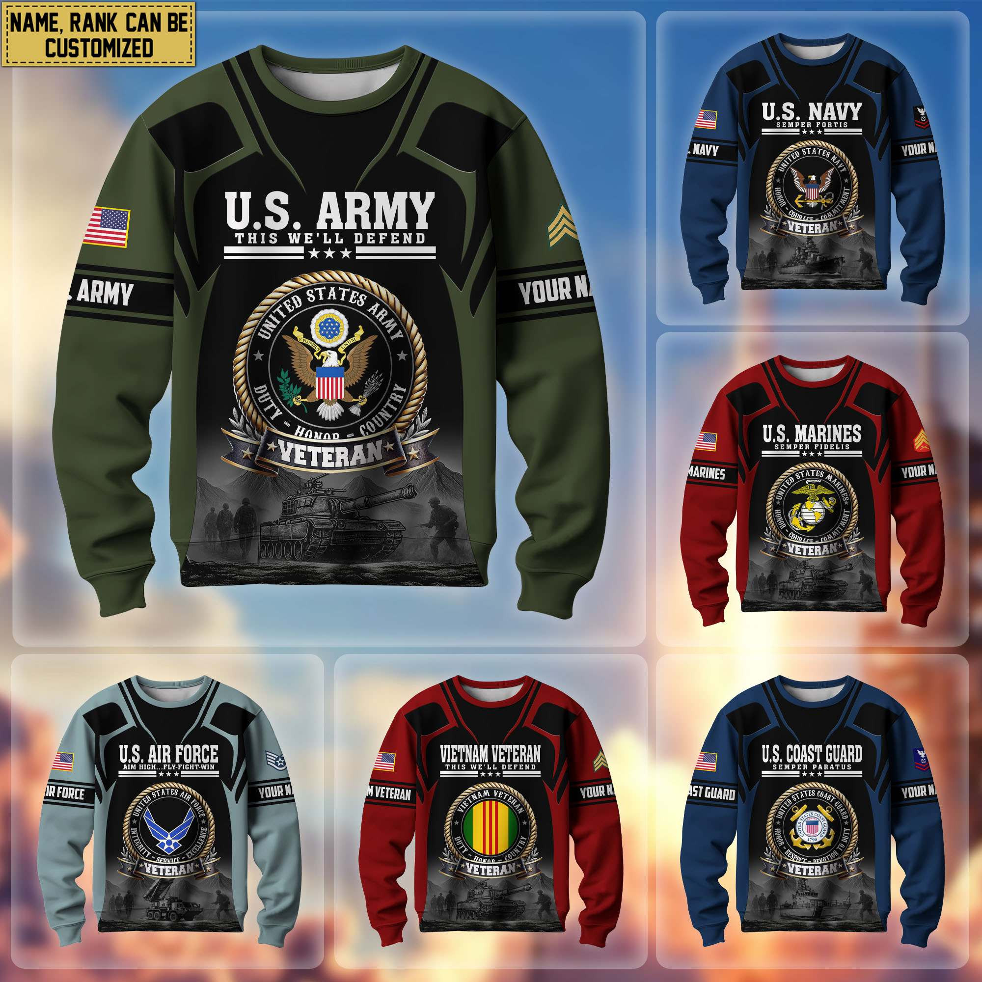 Premium Custom US Veterans Sweatshirt CPVC120110, Gifts For US Veterans, Gifts On Father’s Day, Veterans Day