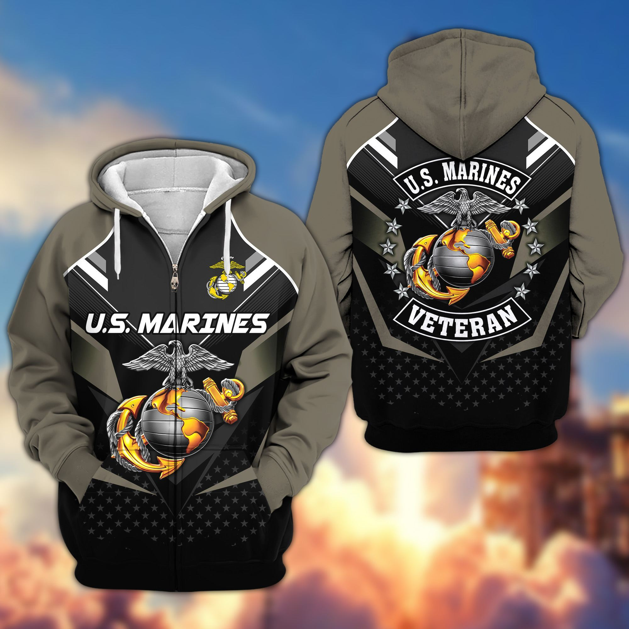 Premium USMC Zip Up Hoodie CPVC230111