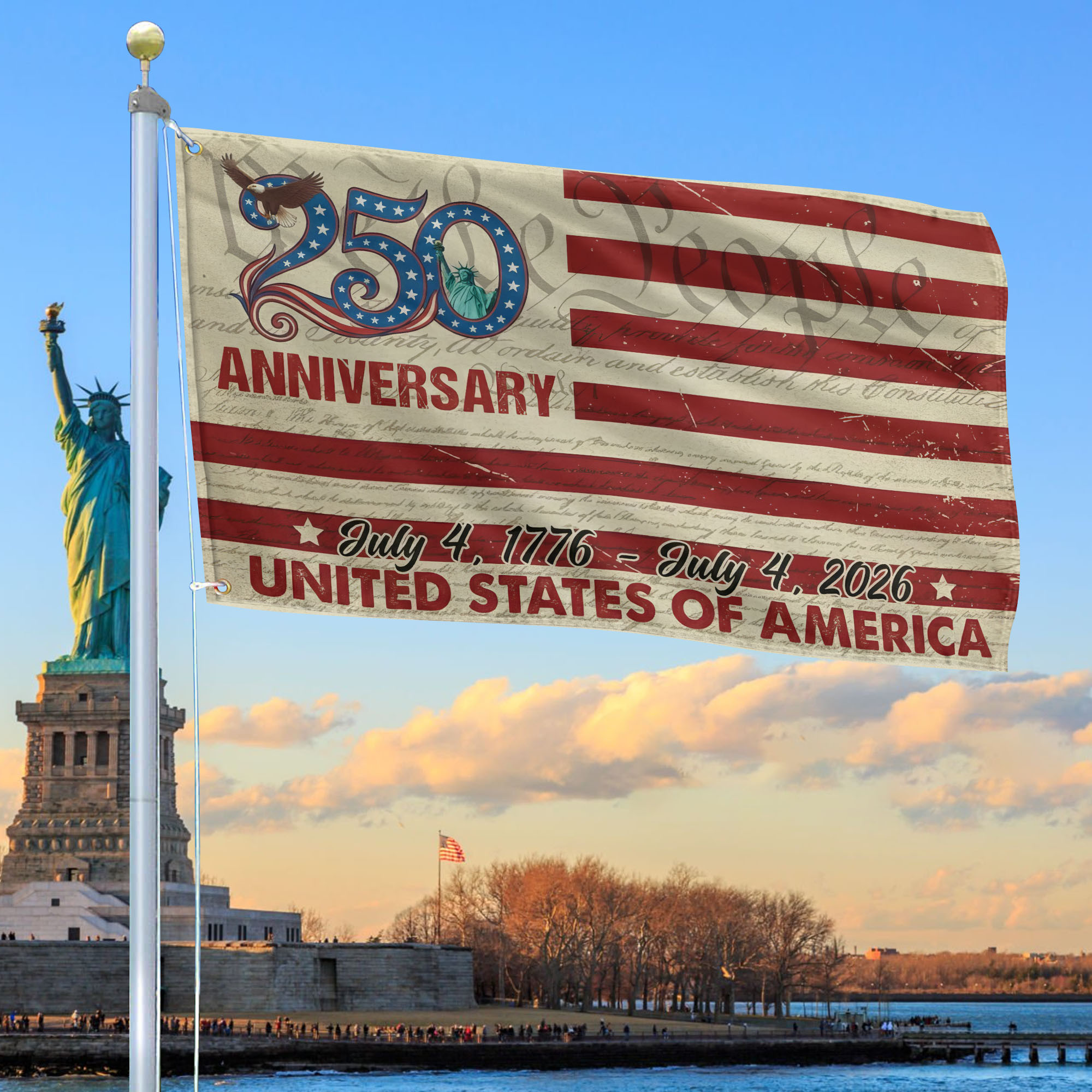Premium America 250th Anniversary Grommet Flag VPVC120069, America 250th Flag, America 250th Birthday, Best Gifts On Independence Day, Veterans Day