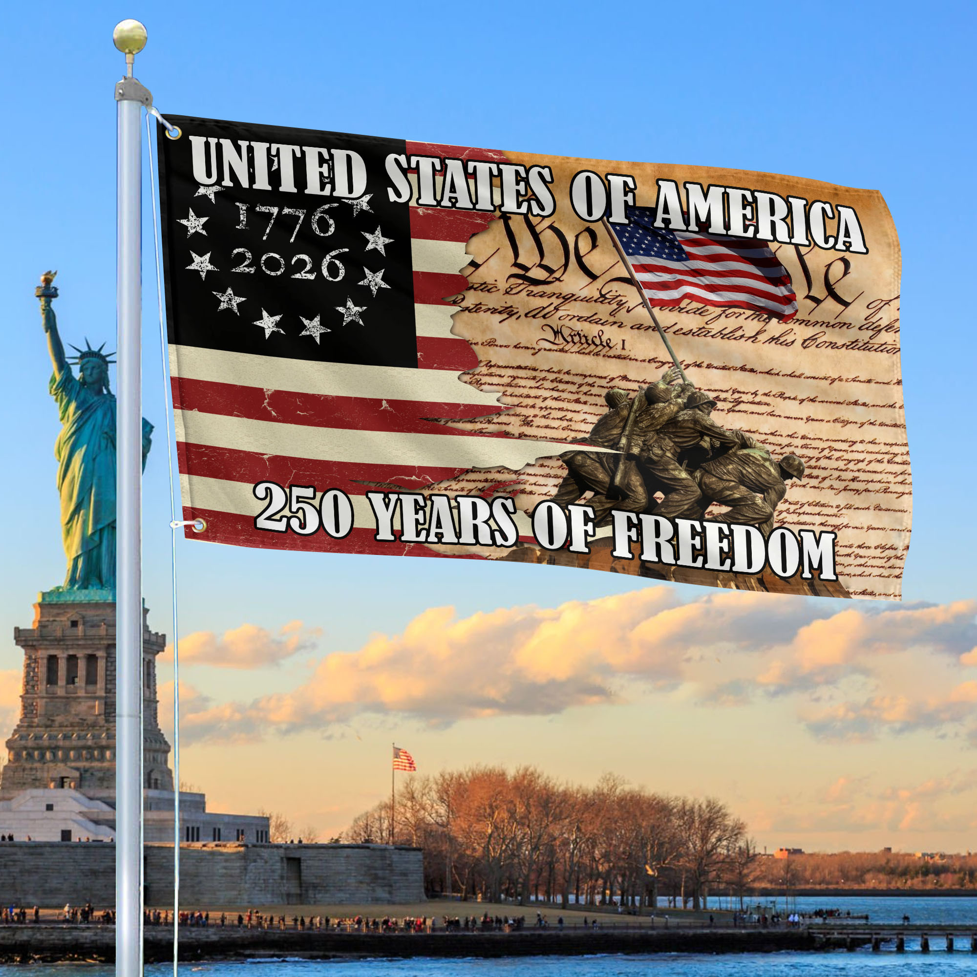 Premium America 250th Anniversary Grommet Flag VPVC120071, America 250th Flag, America 250th Birthday, Best Gifts On Independence Day, Veterans Day
