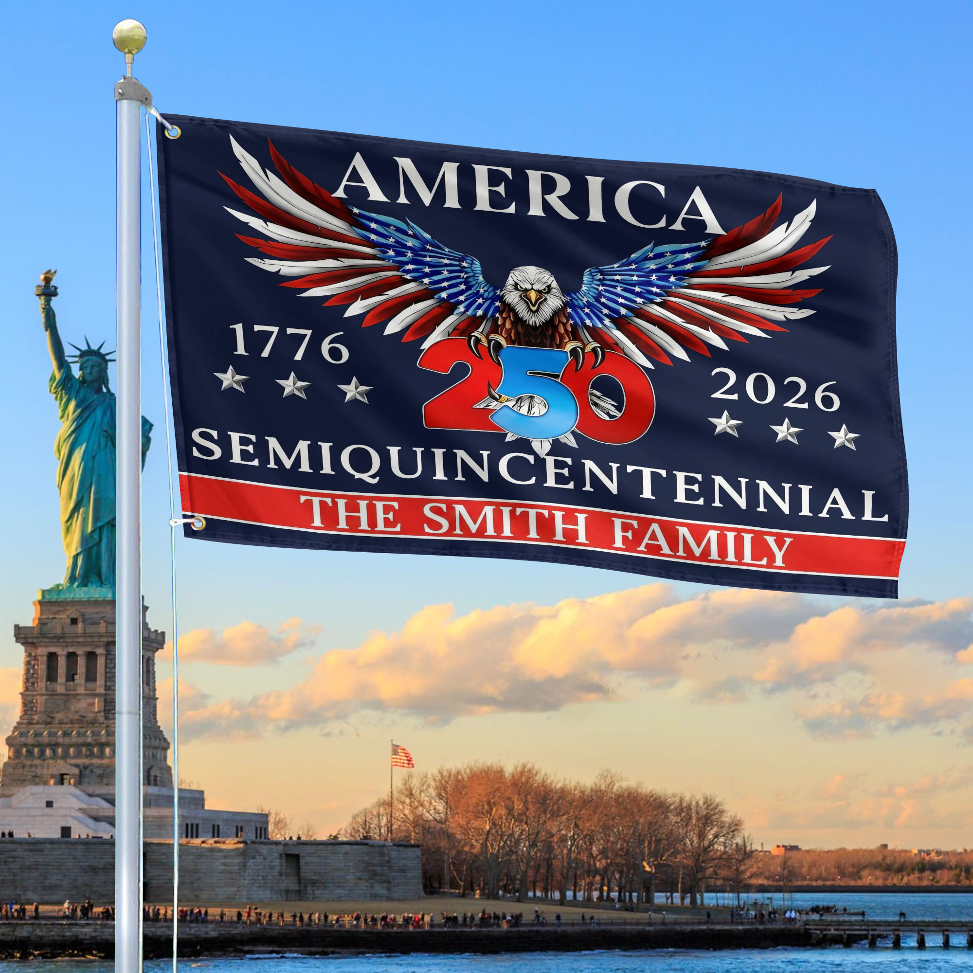Premium Custom America 250th Anniversary Grommet Flag VPVC120080, America 250th Flag, America 250th Birthday, Best Gifts On Independence Day, Veterans Day