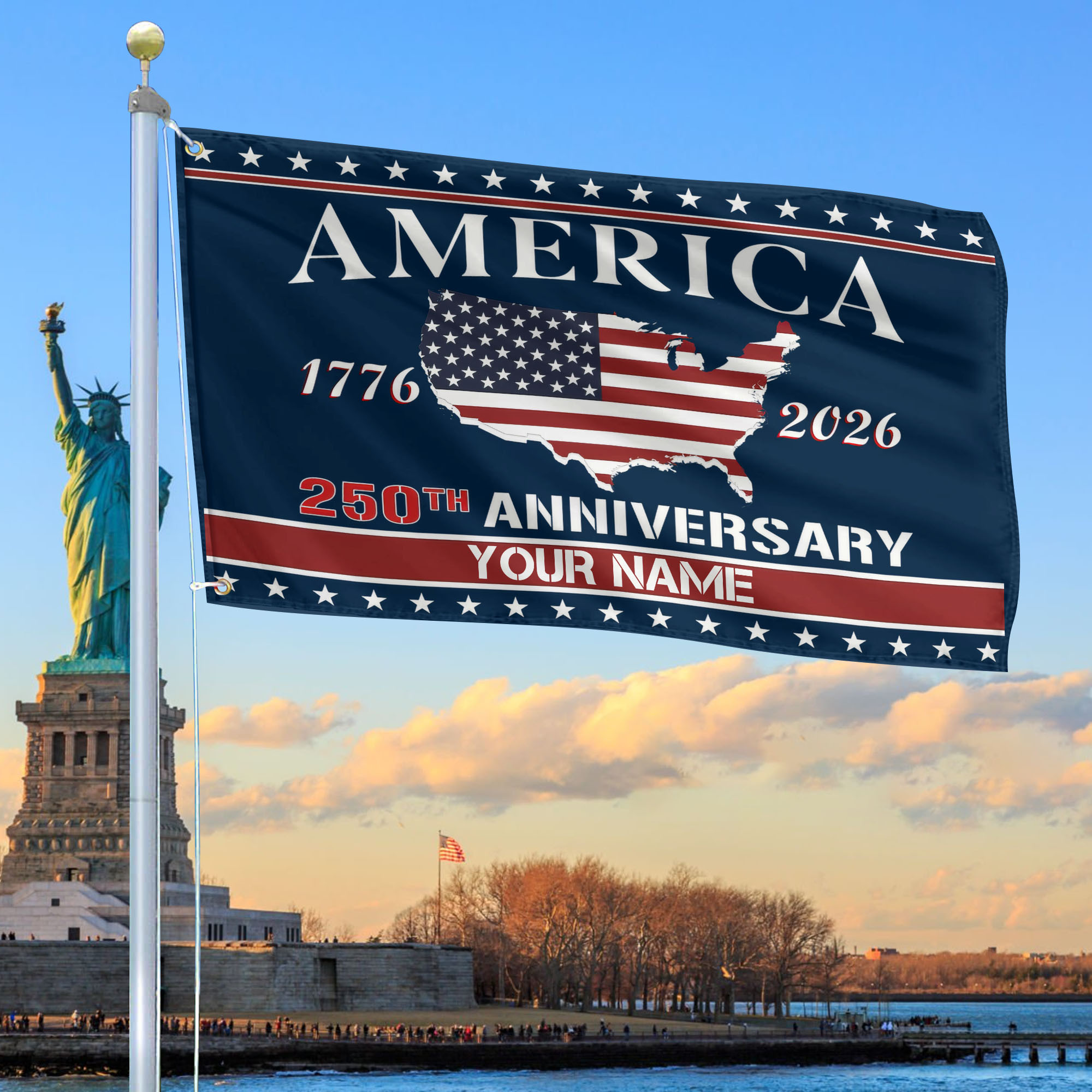 Premium Custom America 250th Anniversary Grommet Flag VPVC120085, America 250th Flag, America 250th Birthday, Best Gifts On Independence Day, Veterans Day