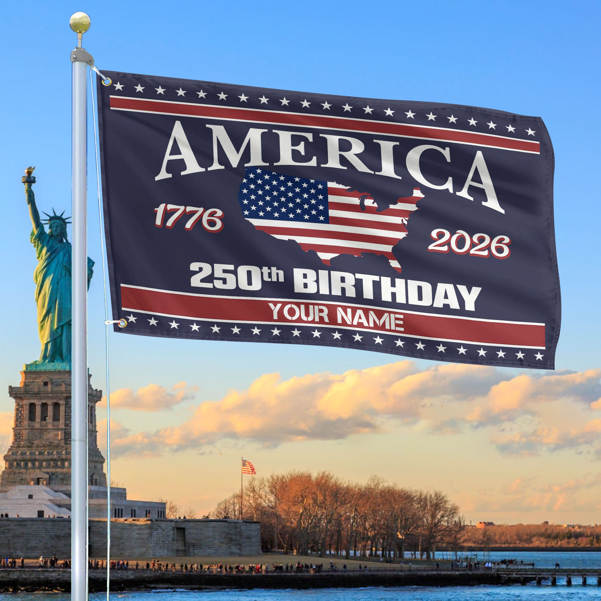 Premium Custom America 250th Anniversary Grommet Flag VPVC120088, America 250th Flag, America 250th Birthday, Best Gifts On Independence Day, Veterans Day