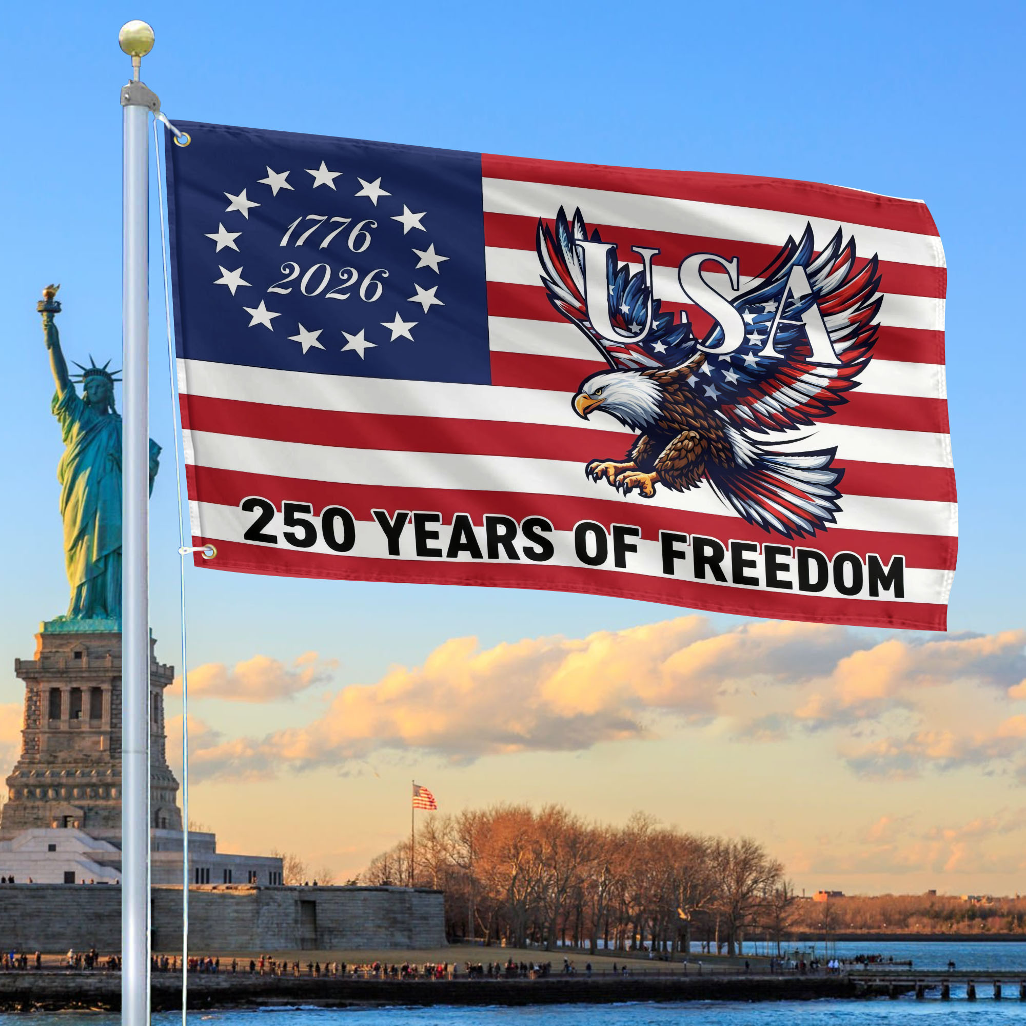 Premium America 250th Anniversary Grommet Flag VPVC120096, America 250th Flag, America 250th Birthday, Best Gifts On Independence Day, Veterans Day
