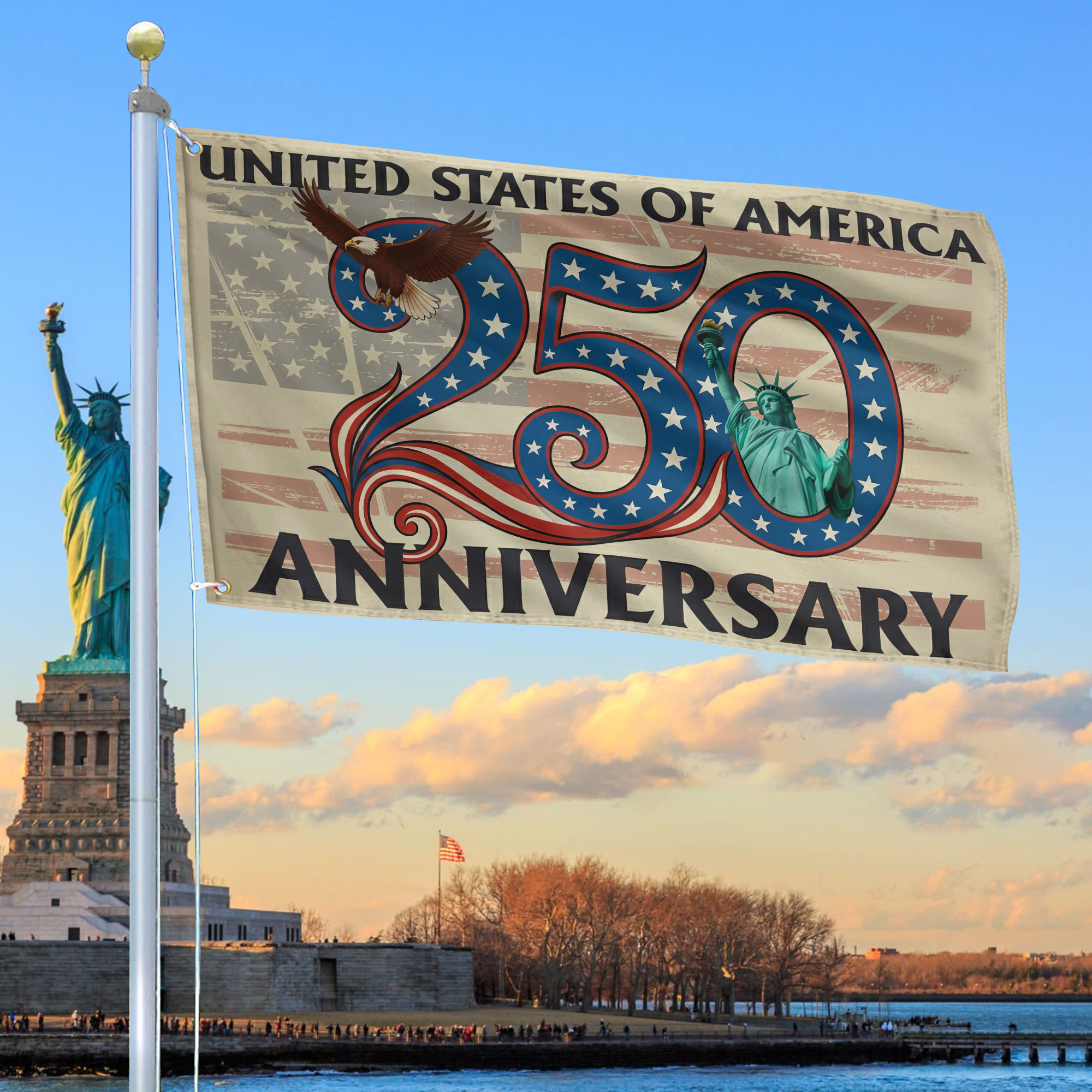 Premium America 250th Anniversary Grommet Flag VPVC120097, America 250th Flag, America 250th Birthday, Best Gifts On Independence Day, Veterans Day