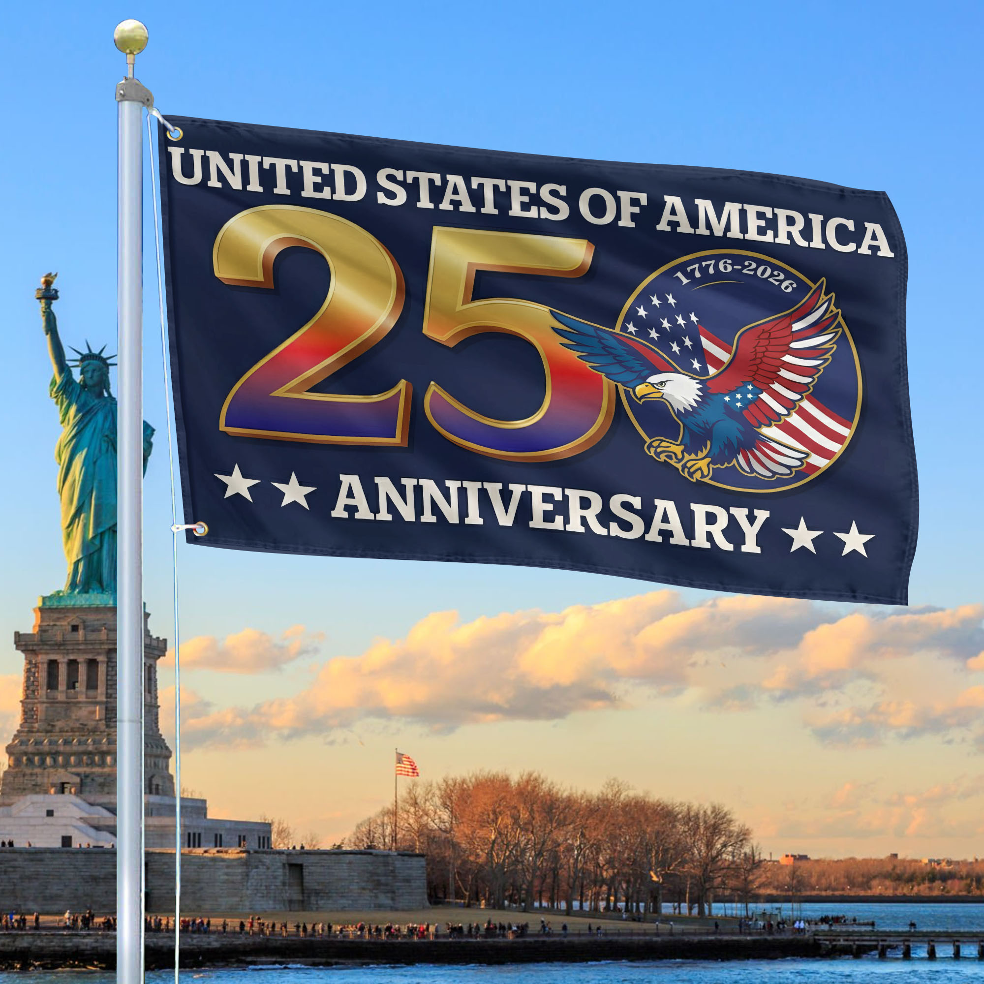 Premium America 250th Anniversary Grommet Flag VPVC120103, America 250th Flag, America 250th Birthday, Best Gifts On Independence Day, Veterans Day