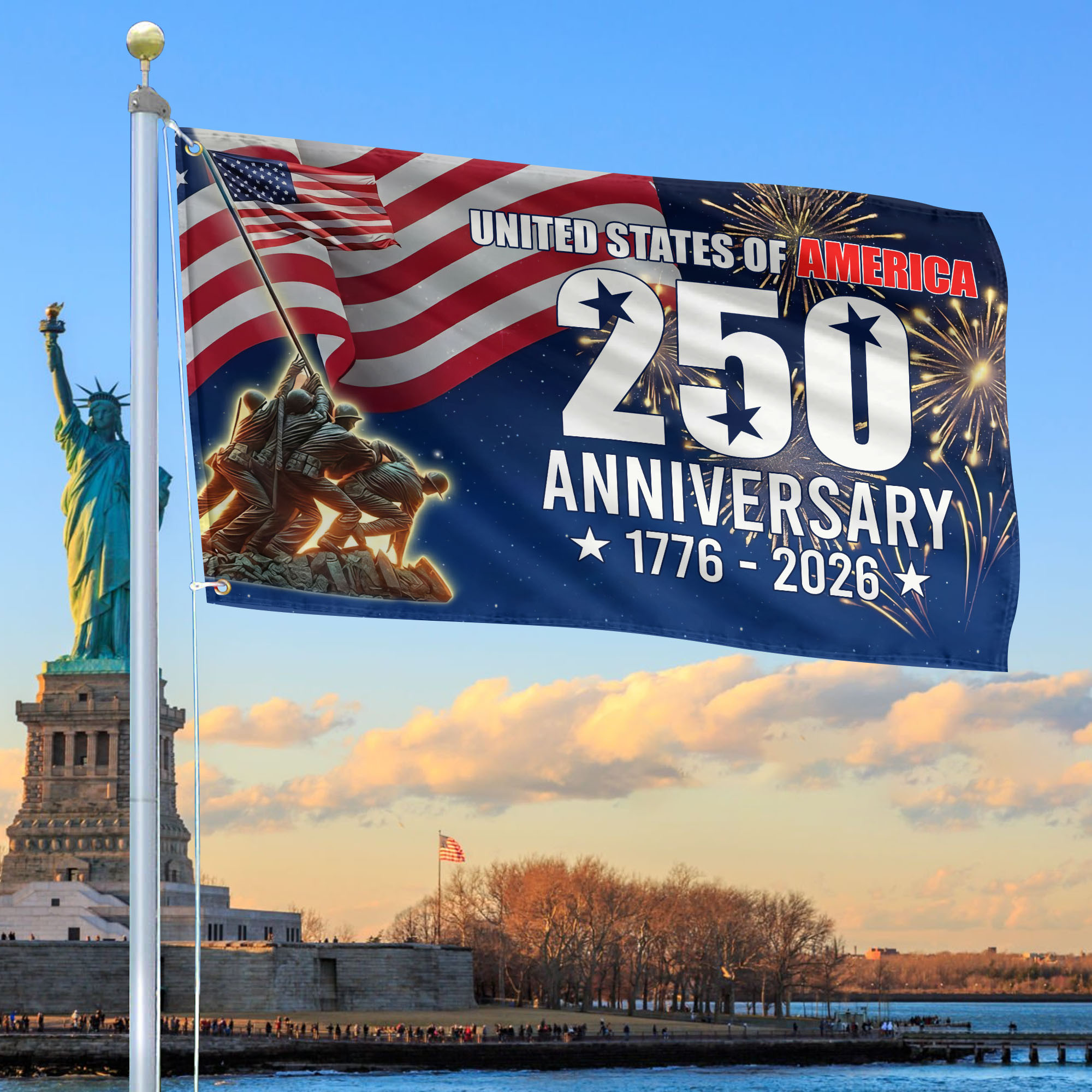 Premium America 250th Anniversary Grommet Flag VPVC120104, America 250th Flag, America 250th Birthday, Best Gifts On Independence Day, Veterans Day