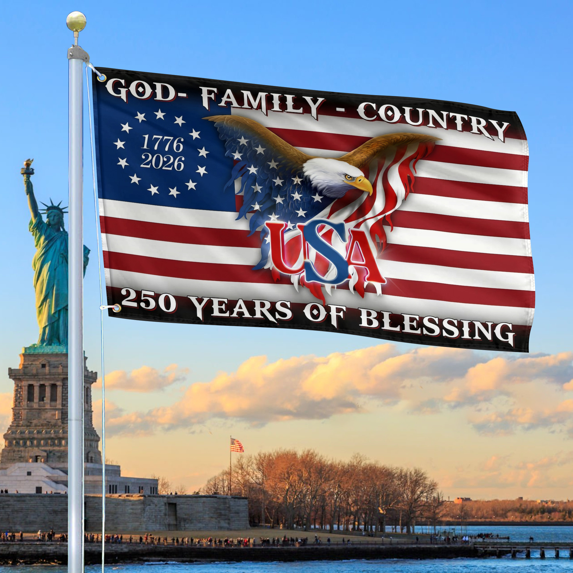 Premium America 250th Anniversary Grommet Flag VPVC120108, America 250th Flag, America 250th Birthday, Best Gifts On Independence Day, Veterans Day