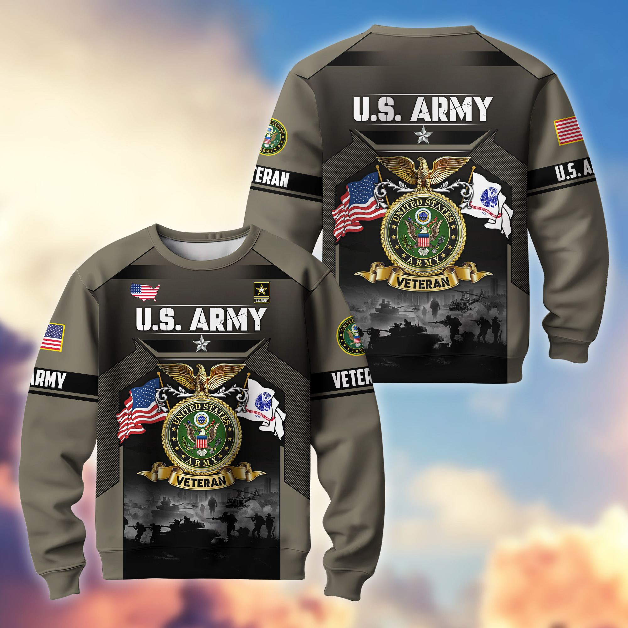 Premium US Veterans Sweatshirt ATTN080125, Gifts For US Veterans, Gifts On Father’s Day, Veterans Day
