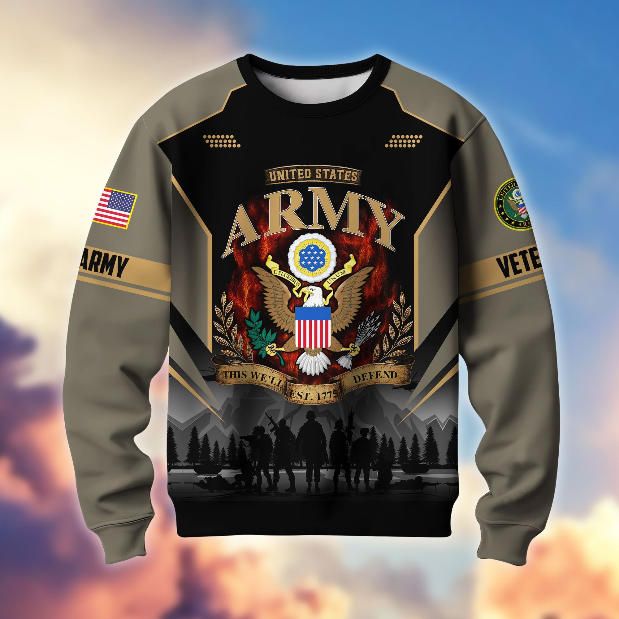 Premium US Veterans Sweatshirt ATTN301222, Gifts For US Veterans, Gifts On Father’s Day, Veterans Day