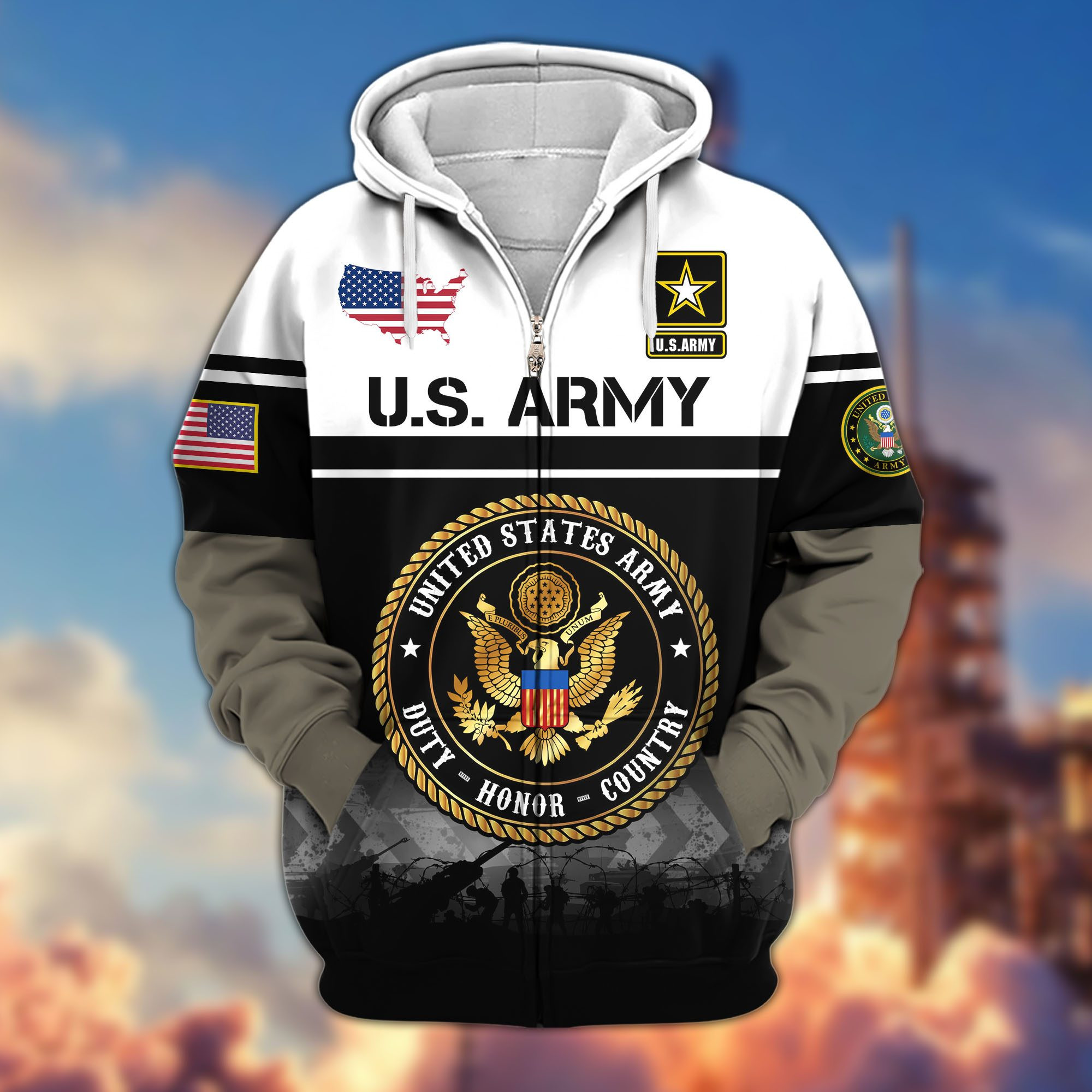Premium US Veterans Zip Up Hoodie VETHD2317241111, Gifts For US Veterans, Gifts On Father’s Day, Veterans Day