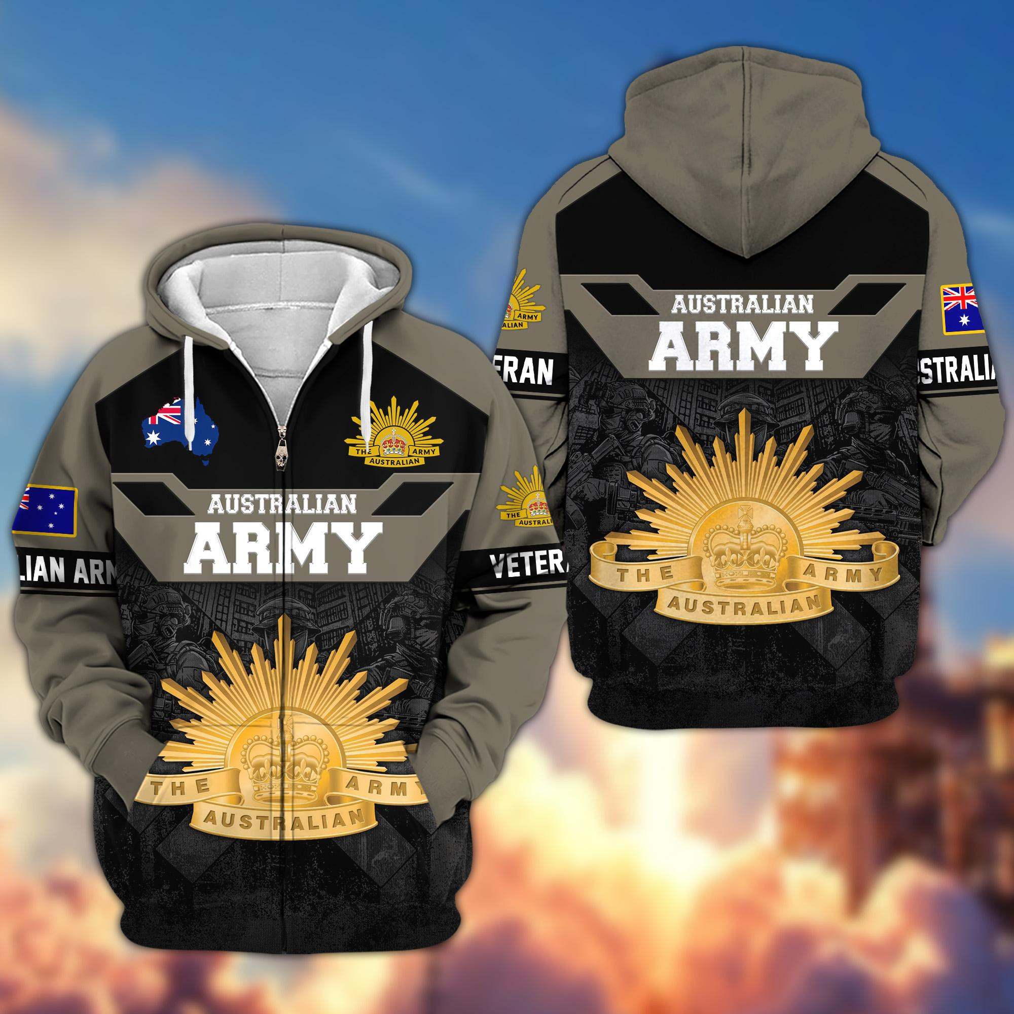 Premium Australian Army Veteran Zip Up Hoodie CPVC090210