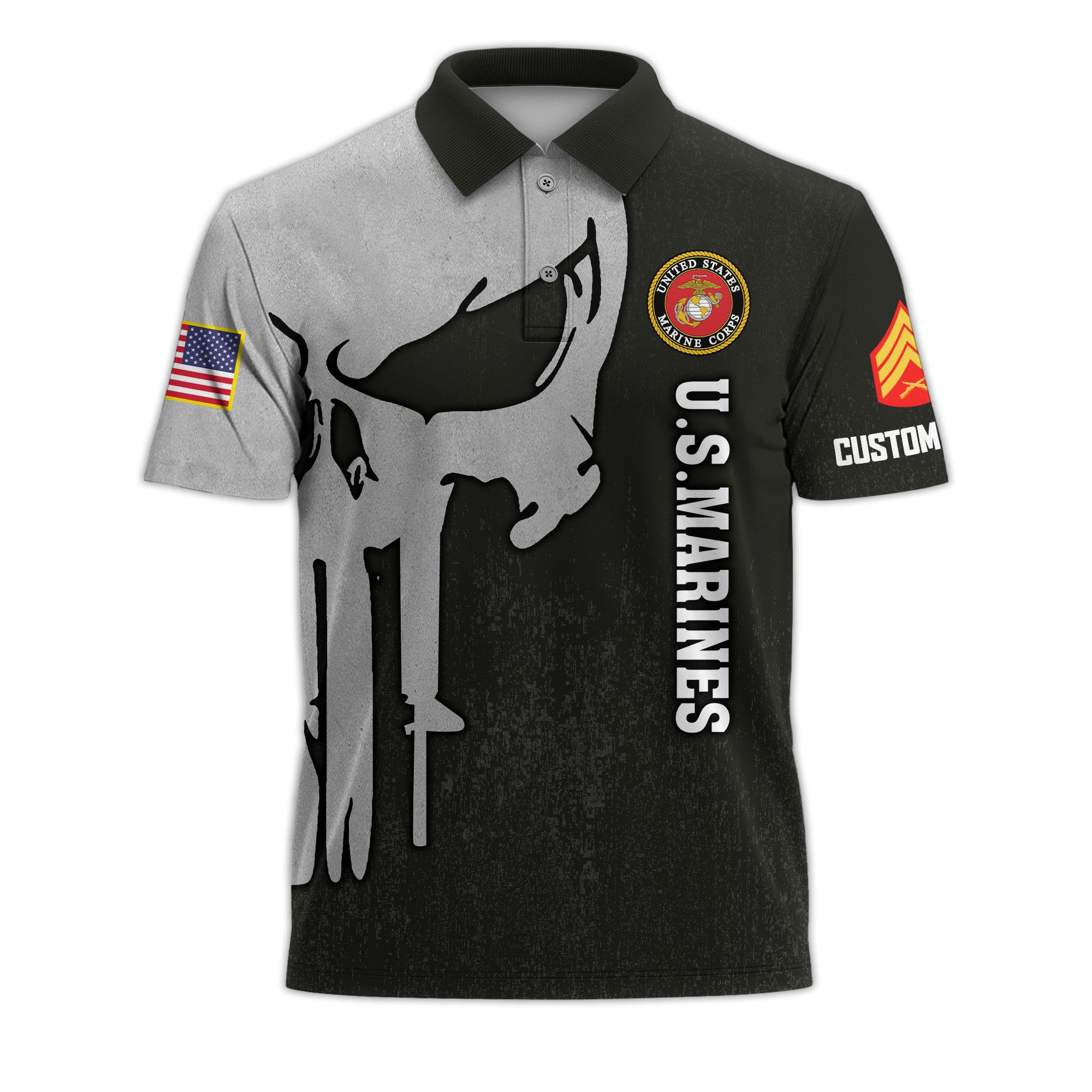 Premium USMC Custom Polo Shirt VPVC218203, Gifts For Marine Veteran, Best Gifts On Father’s Day, Independence Day, Veterans Day