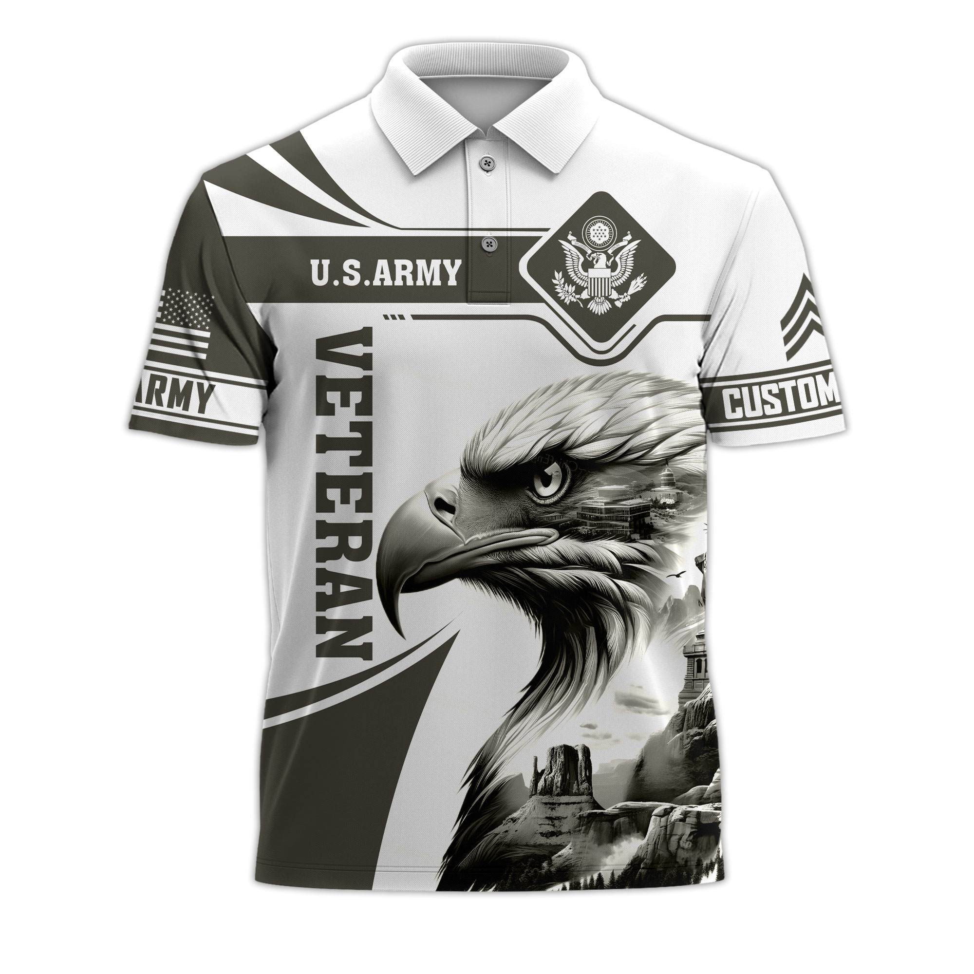 Premium US Army Custom Polo Shirt VPVC218501, Gifts For Army Veteran, Best Gifts On Father’s Day, Independence Day, Veterans Day
