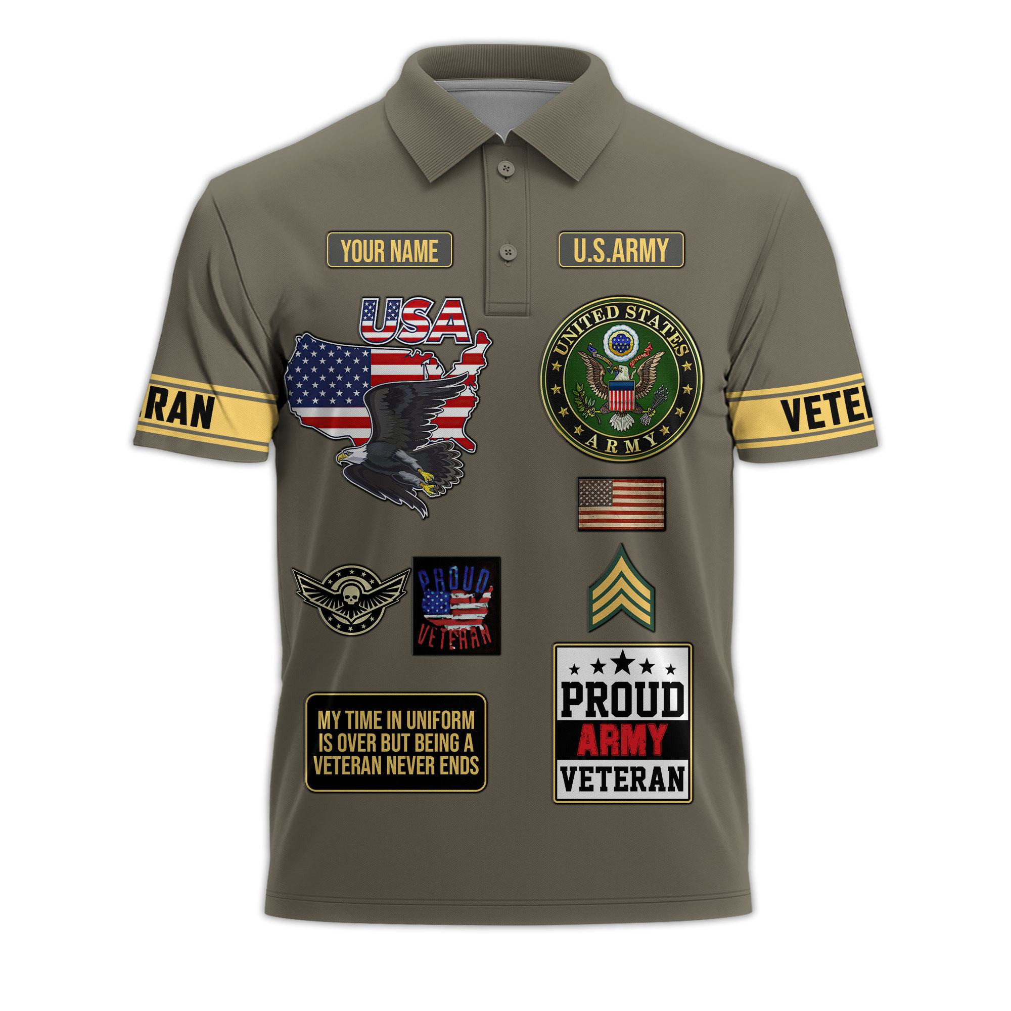 Premium US Army Custom Polo Shirt VPVC218601, Gifts For Army Veteran, Best Gifts On Father’s Day, Independence Day, Veterans Day