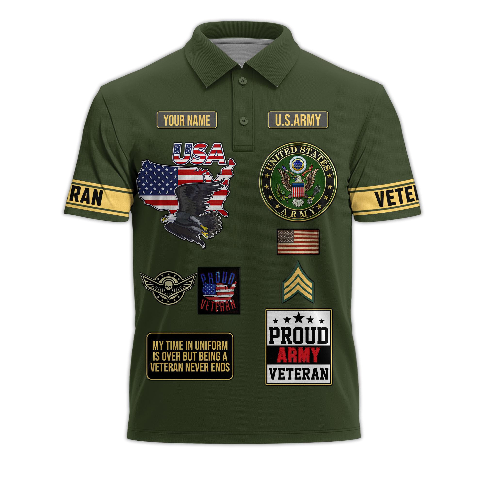 Premium US Army Custom Polo Shirt VPVC218610, Gifts For Army Veteran, Best Gifts On Father’s Day, Independence Day, Veterans Day