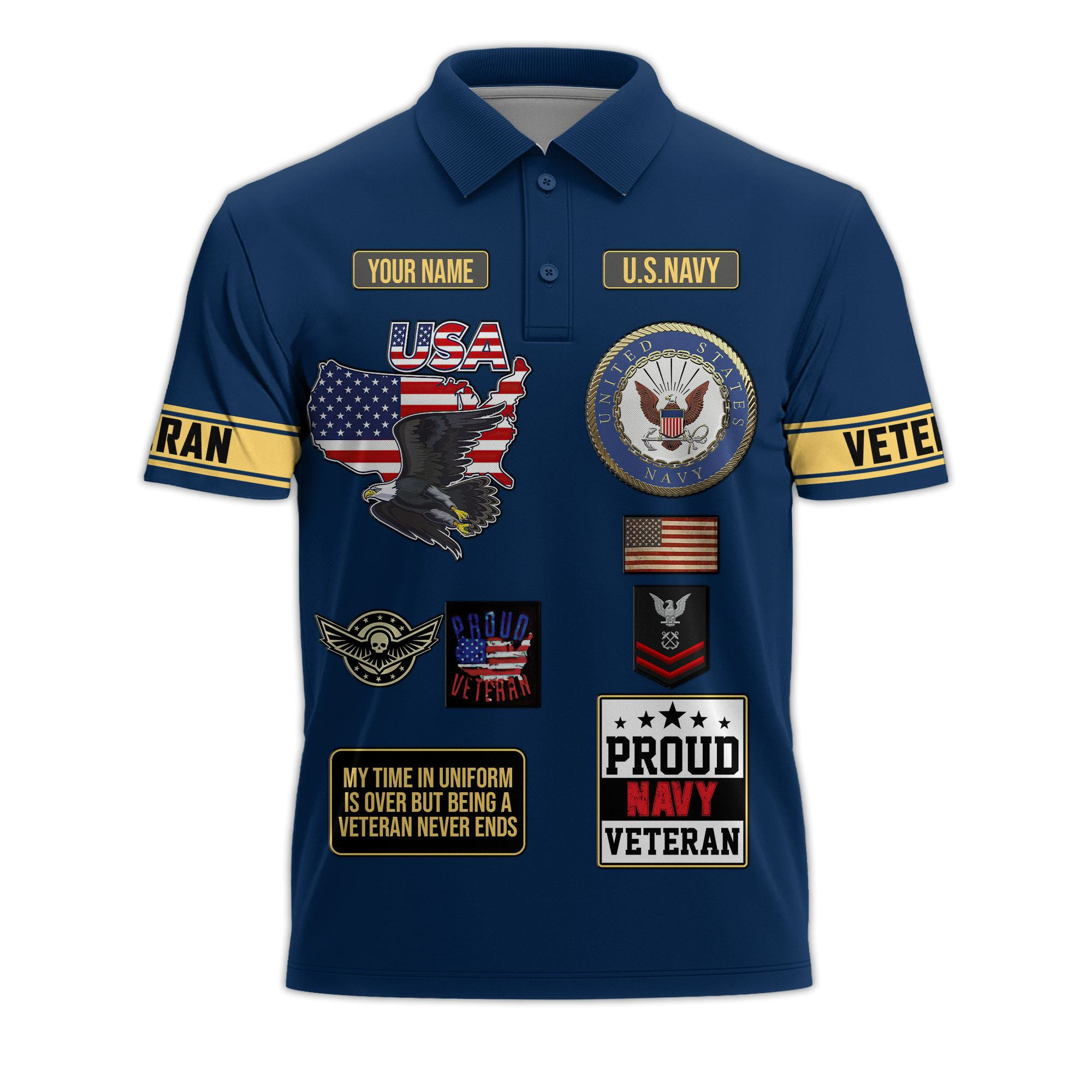 Premium US Navy Custom Polo Shirt VPVC218602, Gifts For Navy Veteran, Best Gifts On Father’s Day, Independence Day, Veterans Day