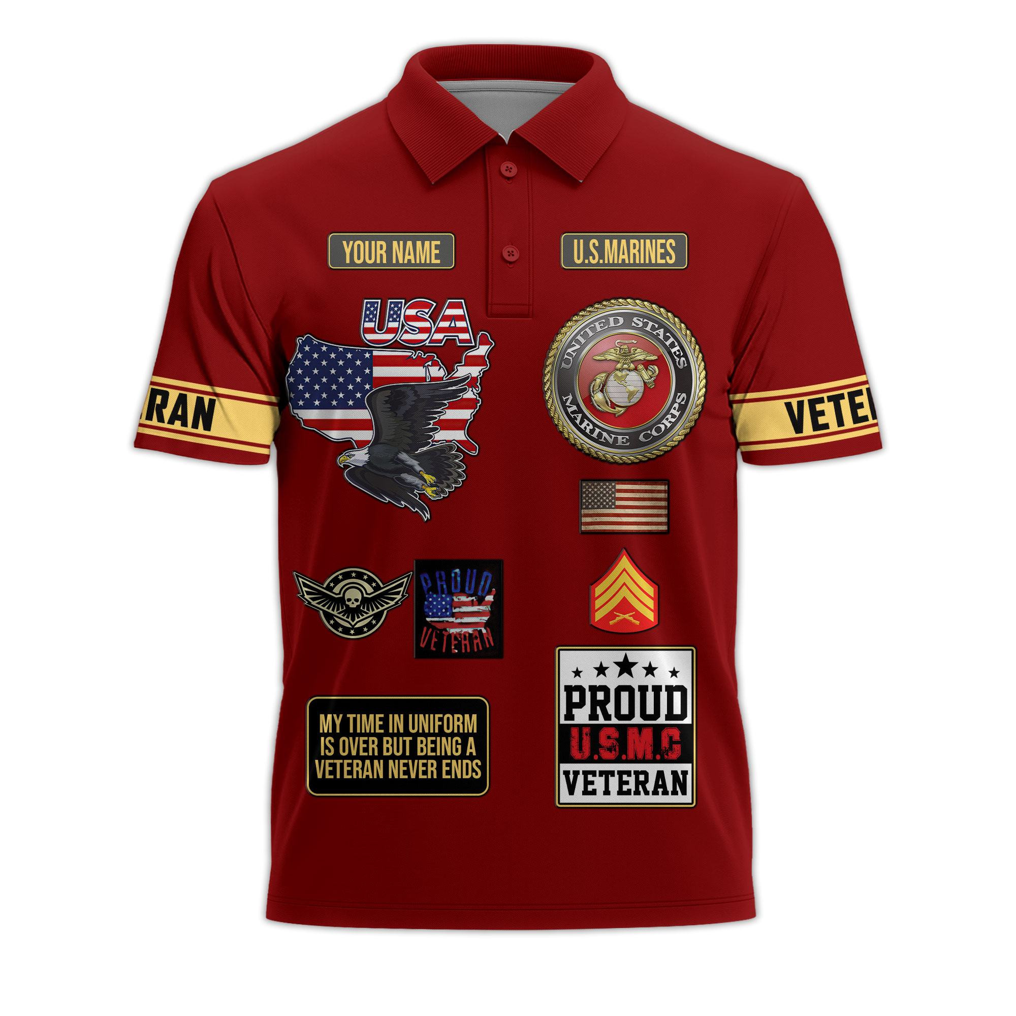 Premium USMC Custom Polo Shirt VPVC218603, Gifts For Marine Veteran, Best Gifts On Father’s Day, Independence Day, Veterans Day
