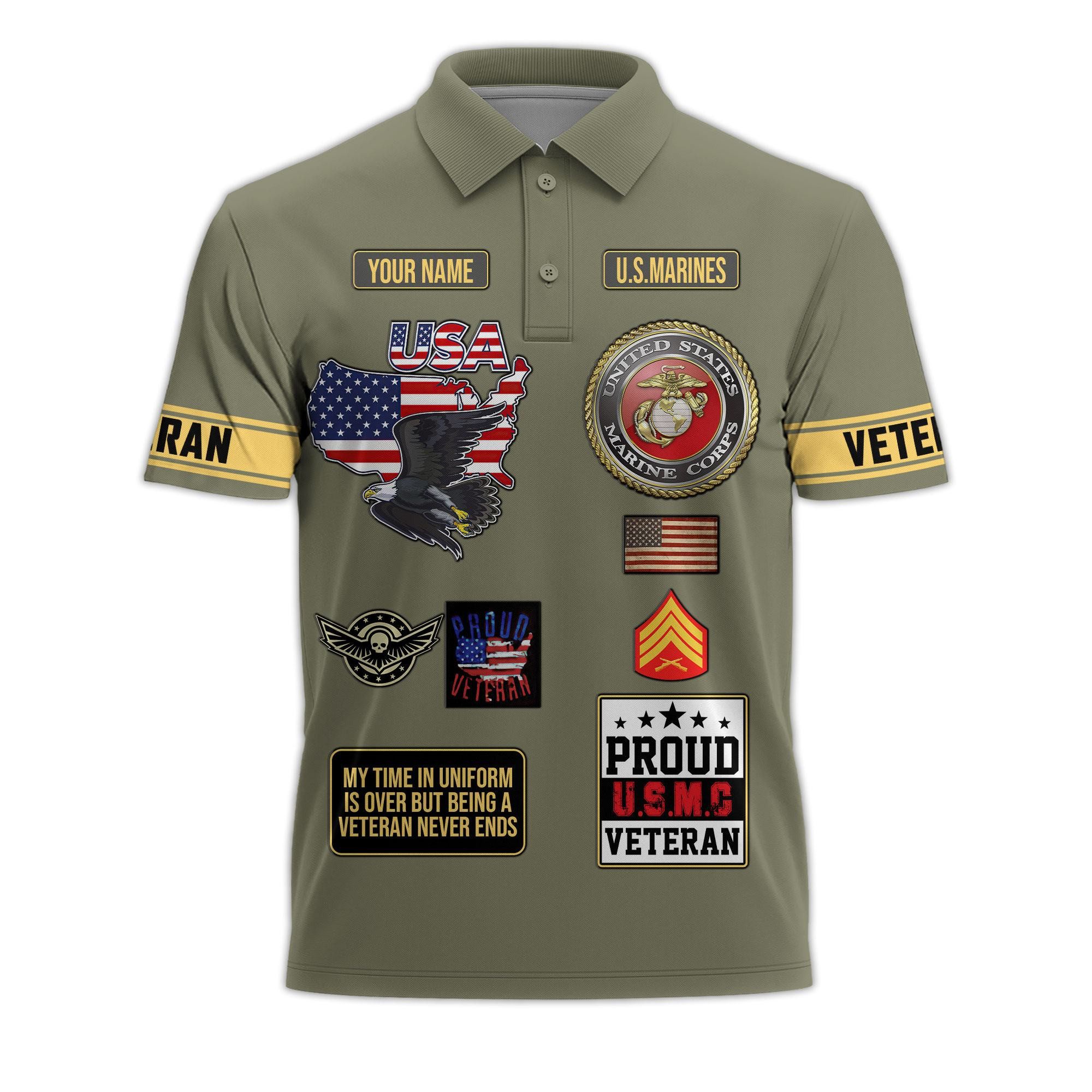 Premium USMC Custom Polo Shirt VPVC218611, Gifts For Marine Veteran, Best Gifts On Father’s Day, Independence Day, Veterans Day