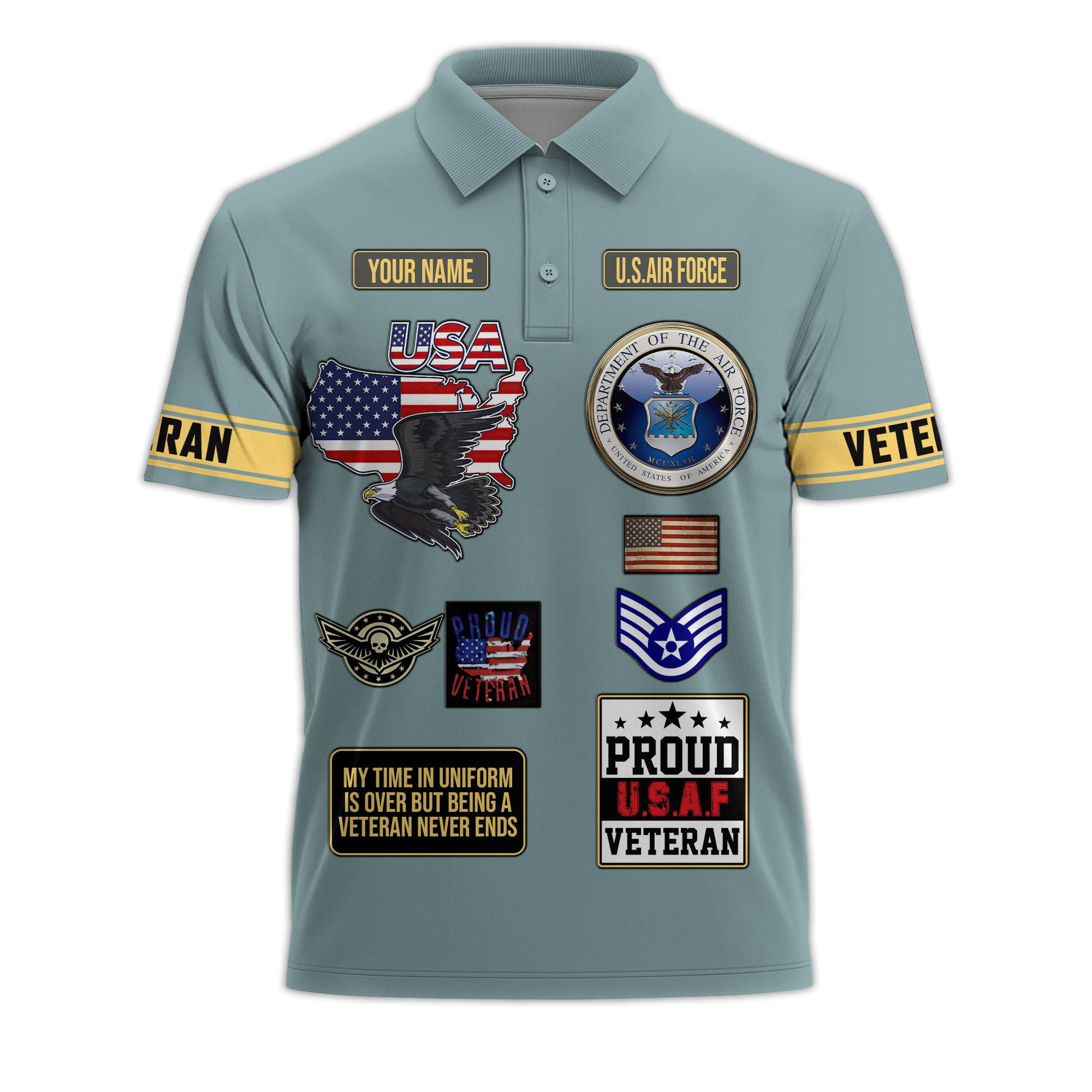 Premium USAF Custom Polo Shirt VPVC218604, Gifts For Air Force Veteran, Best Gifts On Father’s Day, Independence Day, Veterans Day