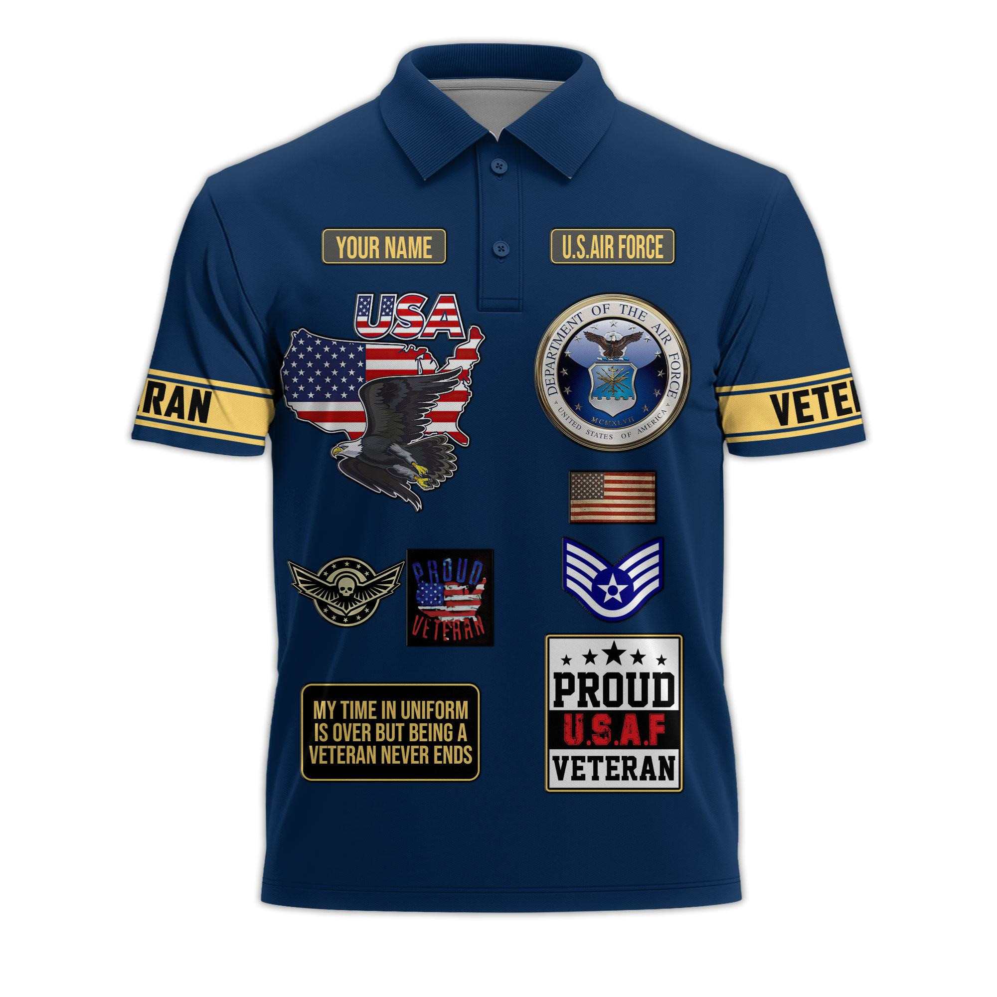 Premium USAF Custom Polo Shirt VPVC218612, Gifts For Air Force Veteran, Best Gifts On Father’s Day, Independence Day, Veterans Day