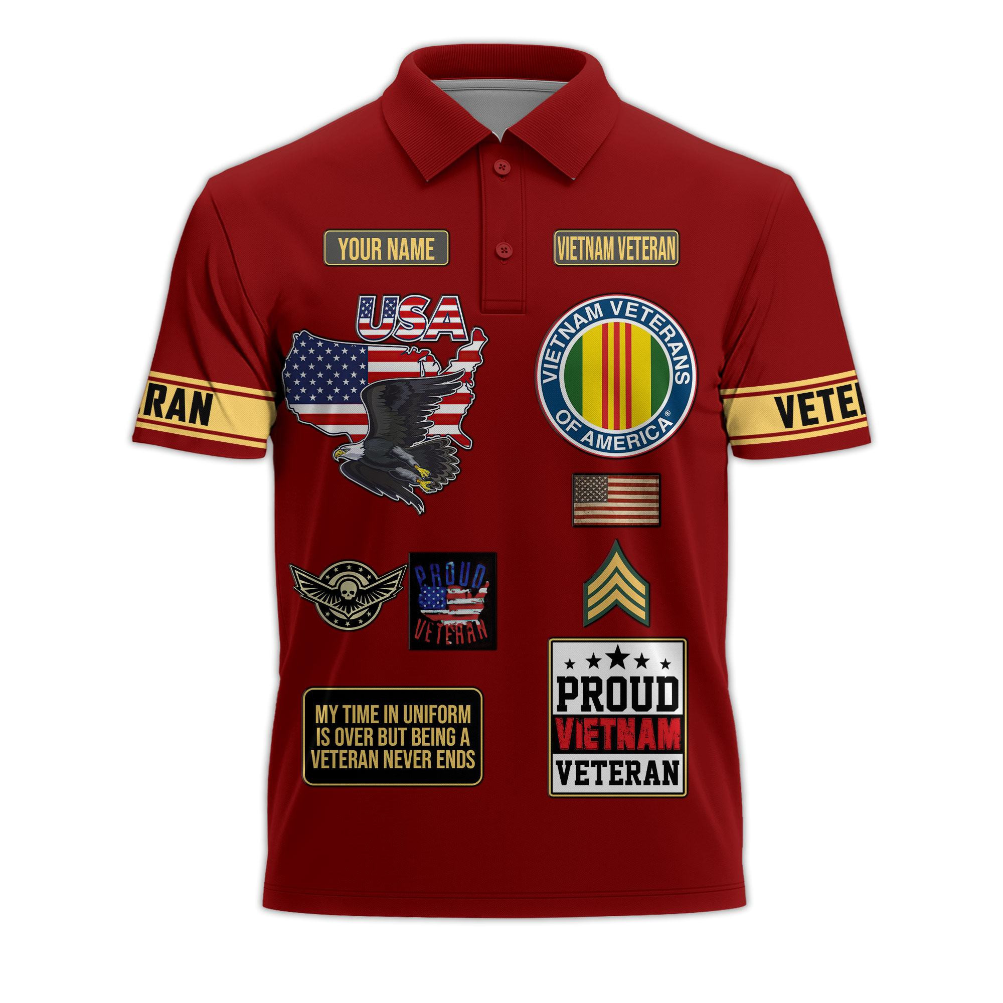 Premium Vietnam Veteran Custom Polo Shirt VPVC218606, Gifts For Vietnam Veteran, Best Gifts On Father’s Day, Independence Day, Veterans Day