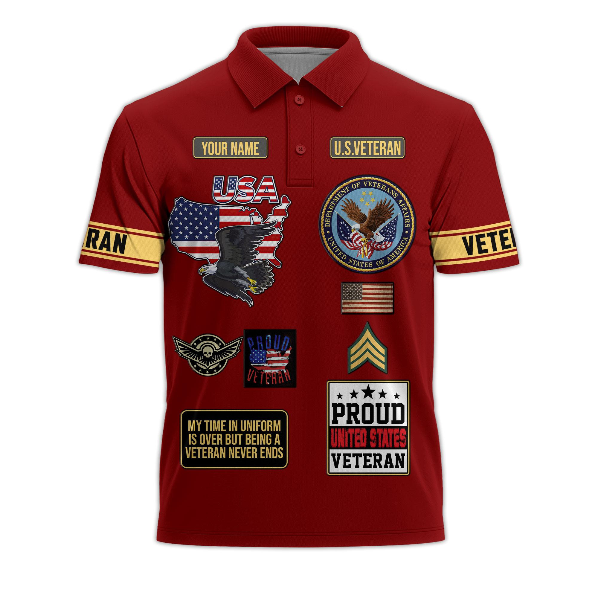 Premium US Veteran Custom Polo Shirt VPVC218607, Gifts For US Veteran, Best Gifts On Father’s Day, Independence Day, Veterans Day