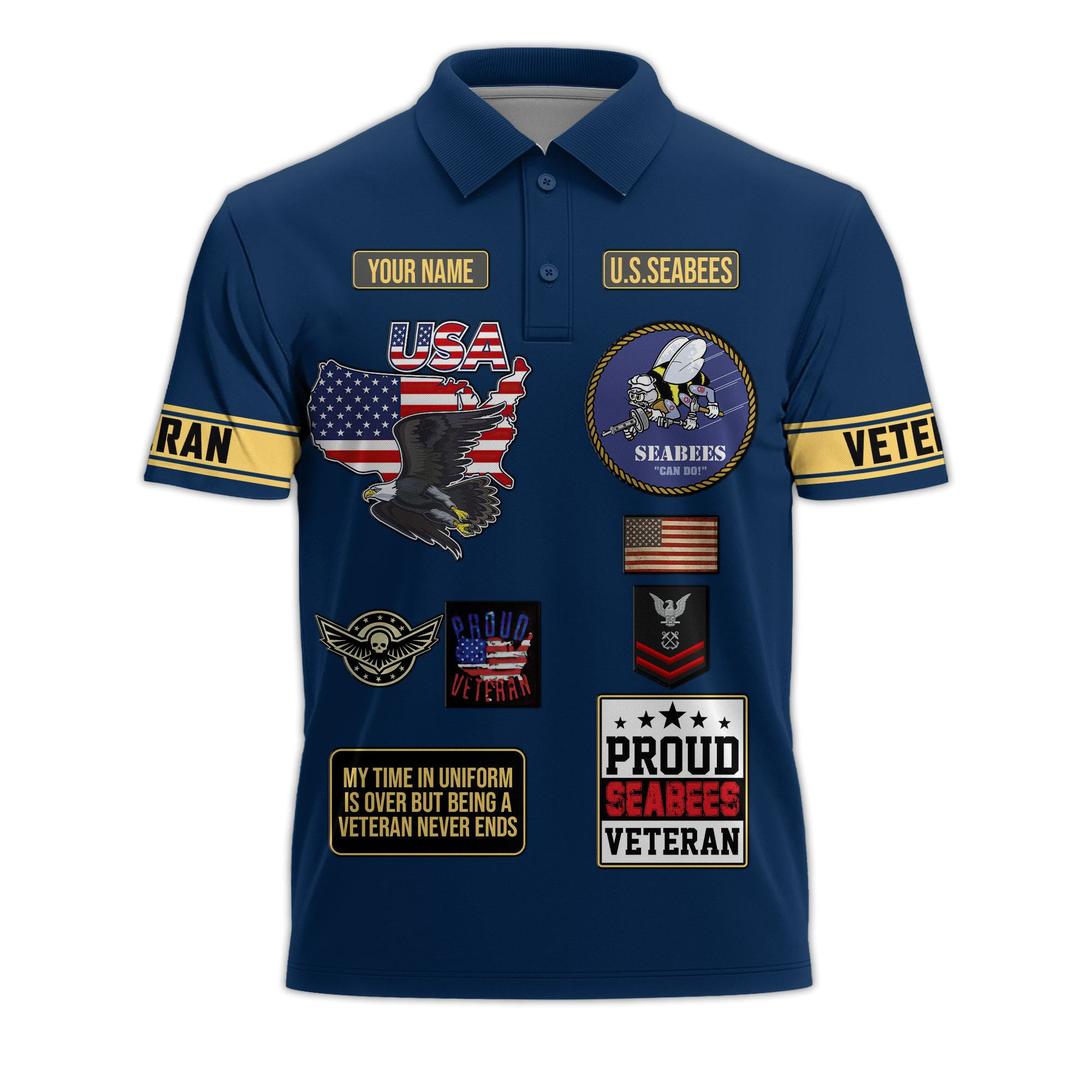 Premium US Seabees Custom Polo Shirt VPVC218609, Gifts For Seabees Veteran, Best Gifts On Father’s Day, Independence Day, Veterans Day