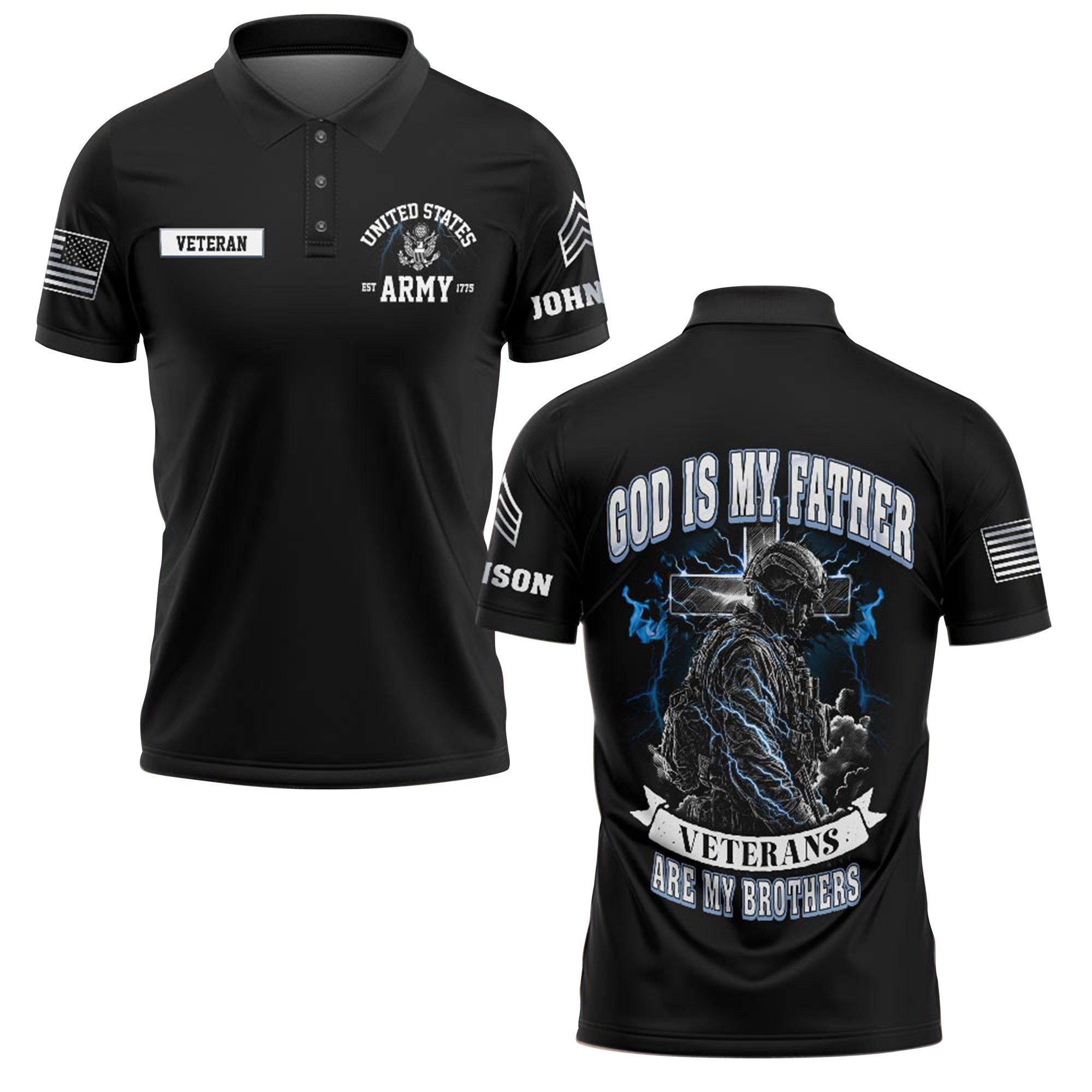Premium Custom US Army Polo Shirt VPVC218907, Gifts For Army Veteran, Best Gifts On Father’s Day, Independence Day, Veterans Day