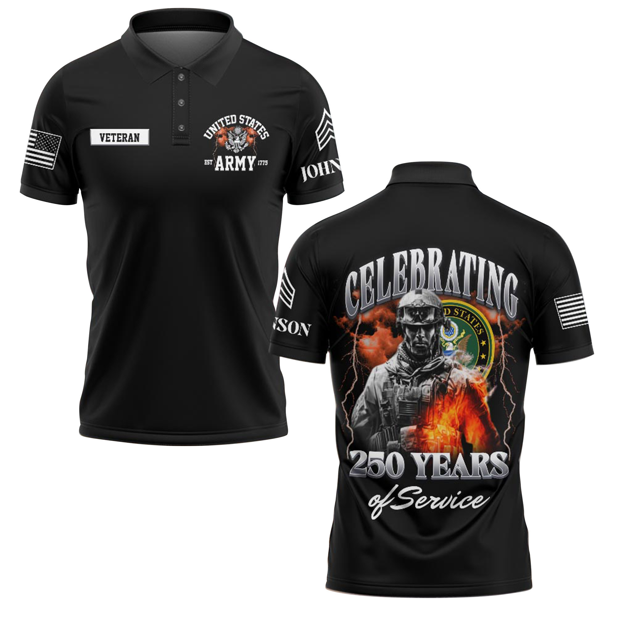 Premium Custom US Army Polo Shirt VPVC218908, Gifts For Army Veteran, Best Gifts On Father’s Day, Independence Day, Veterans Day