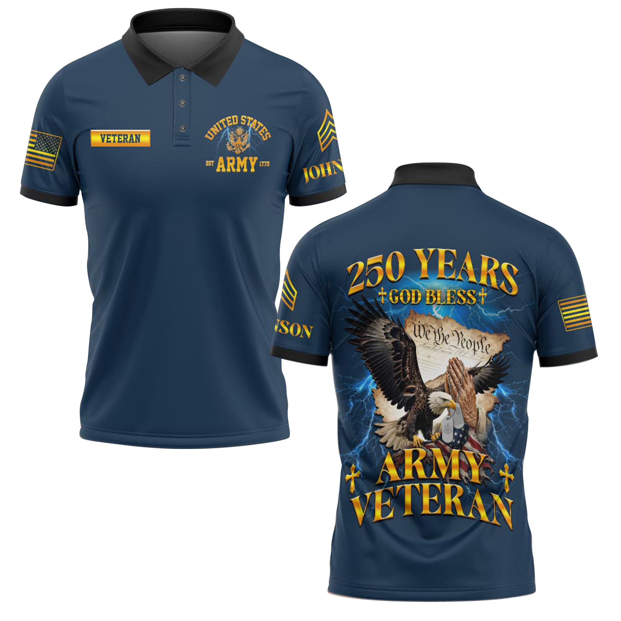 Premium Custom US Army Polo Shirt VPVC218910, Gifts For Army Veteran, Best Gifts On Father’s Day, Independence Day, Veterans Day