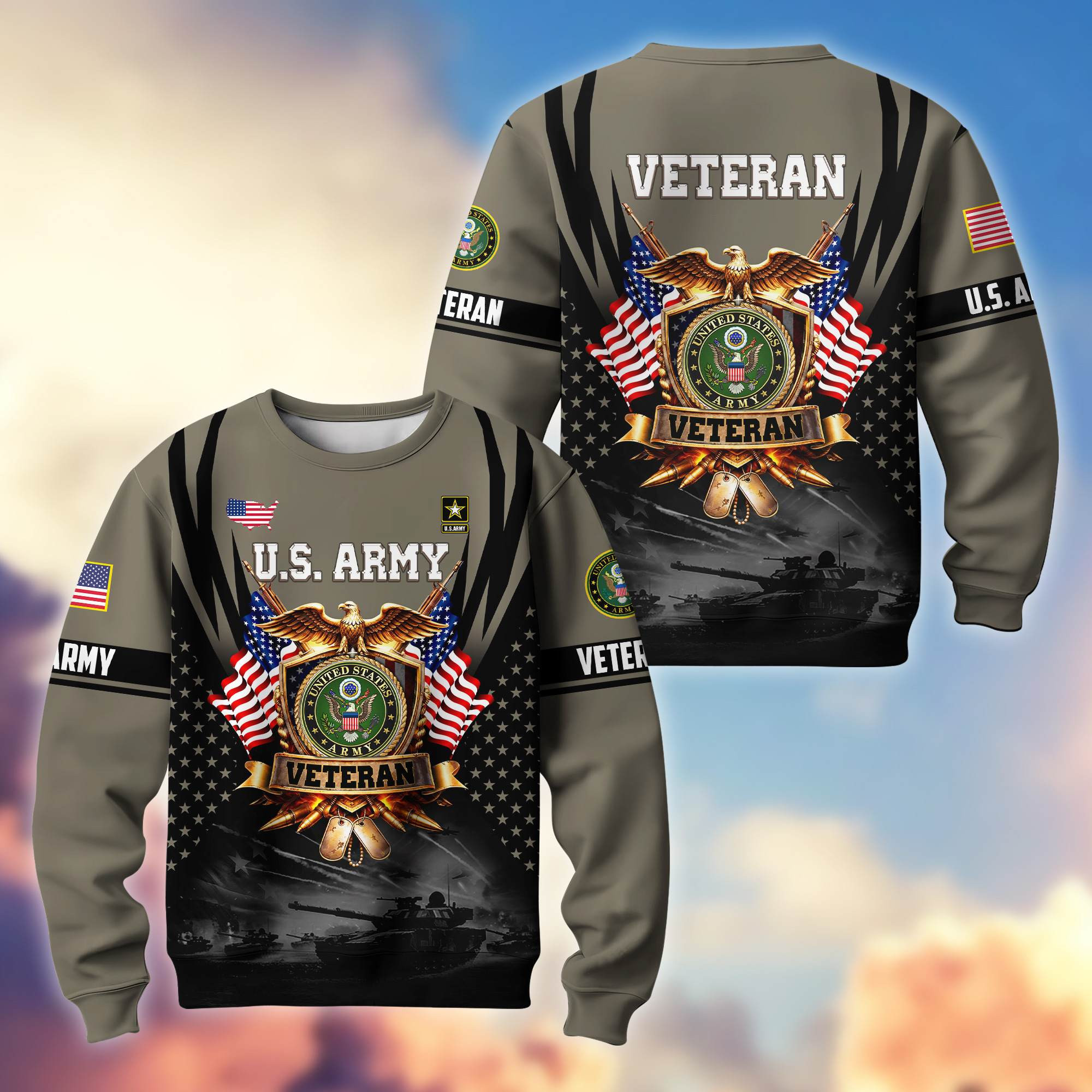 Premium US Veterans Sweatshirt ATTN130124, Gifts For US Veterans, Gifts On Father’s Day, Veterans Day