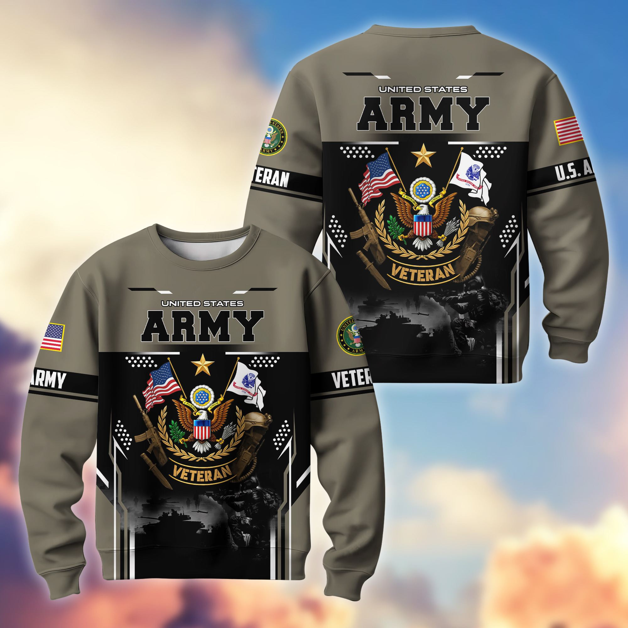 Premium US Veterans Sweatshirt ATTN080124, Gifts For US Veterans, Gifts On Father’s Day, Veterans Day