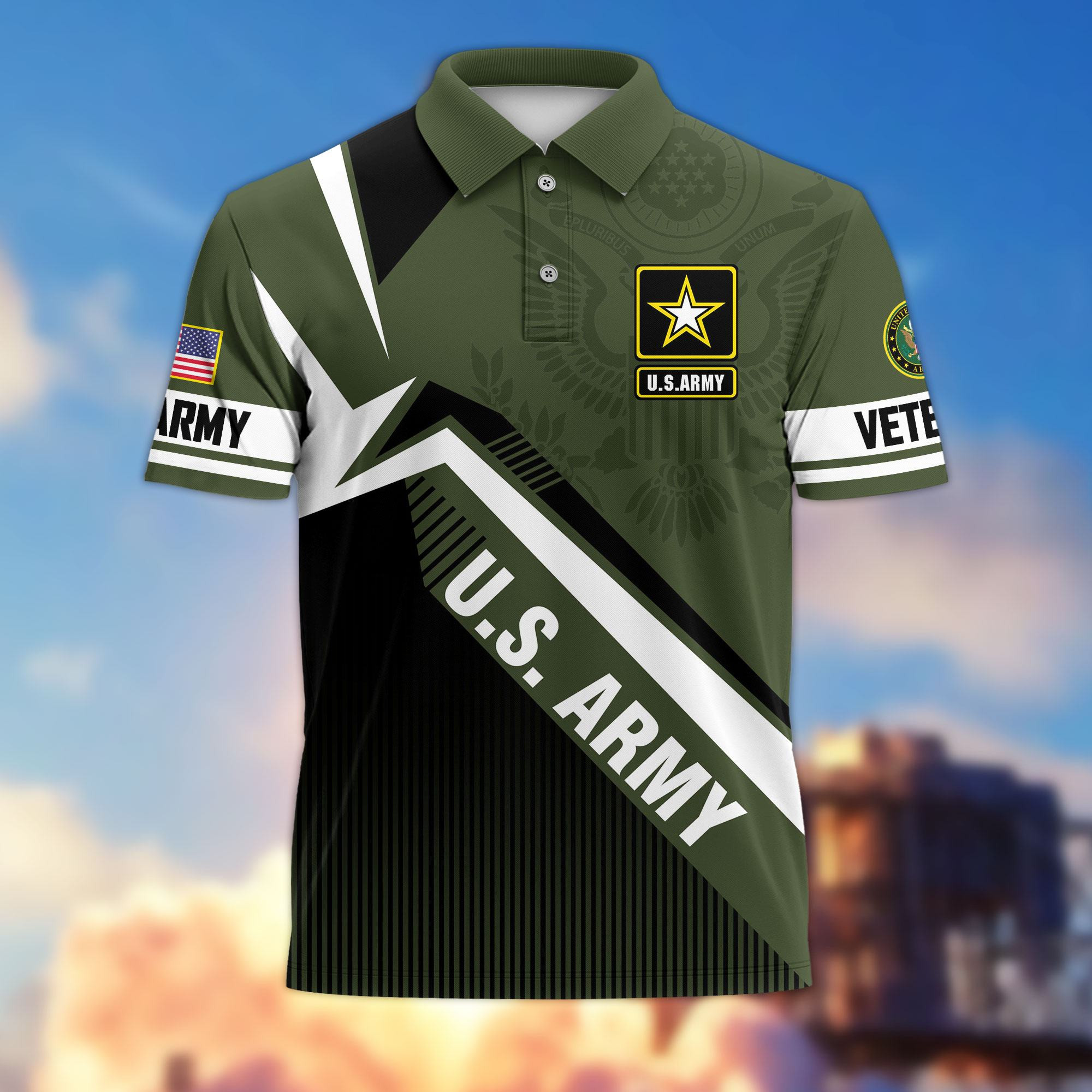 Premium US Veterans Polo Shirt ATTN250221, Gifts For US Veterans, Gifts On Father’s Day, Veterans Day