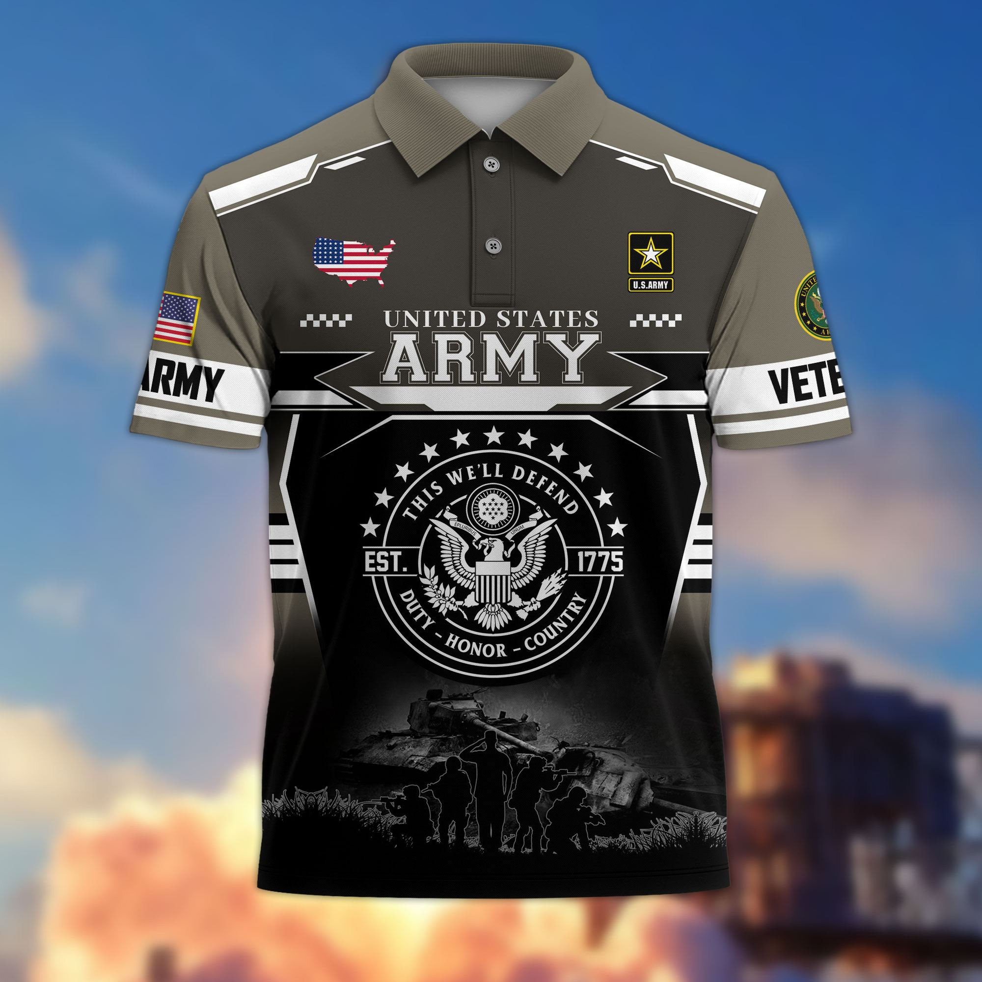 Premium US Veterans Polo Shirt ATTN060125, Gifts For US Veterans, Gifts For Father’s Day, Veterans Day