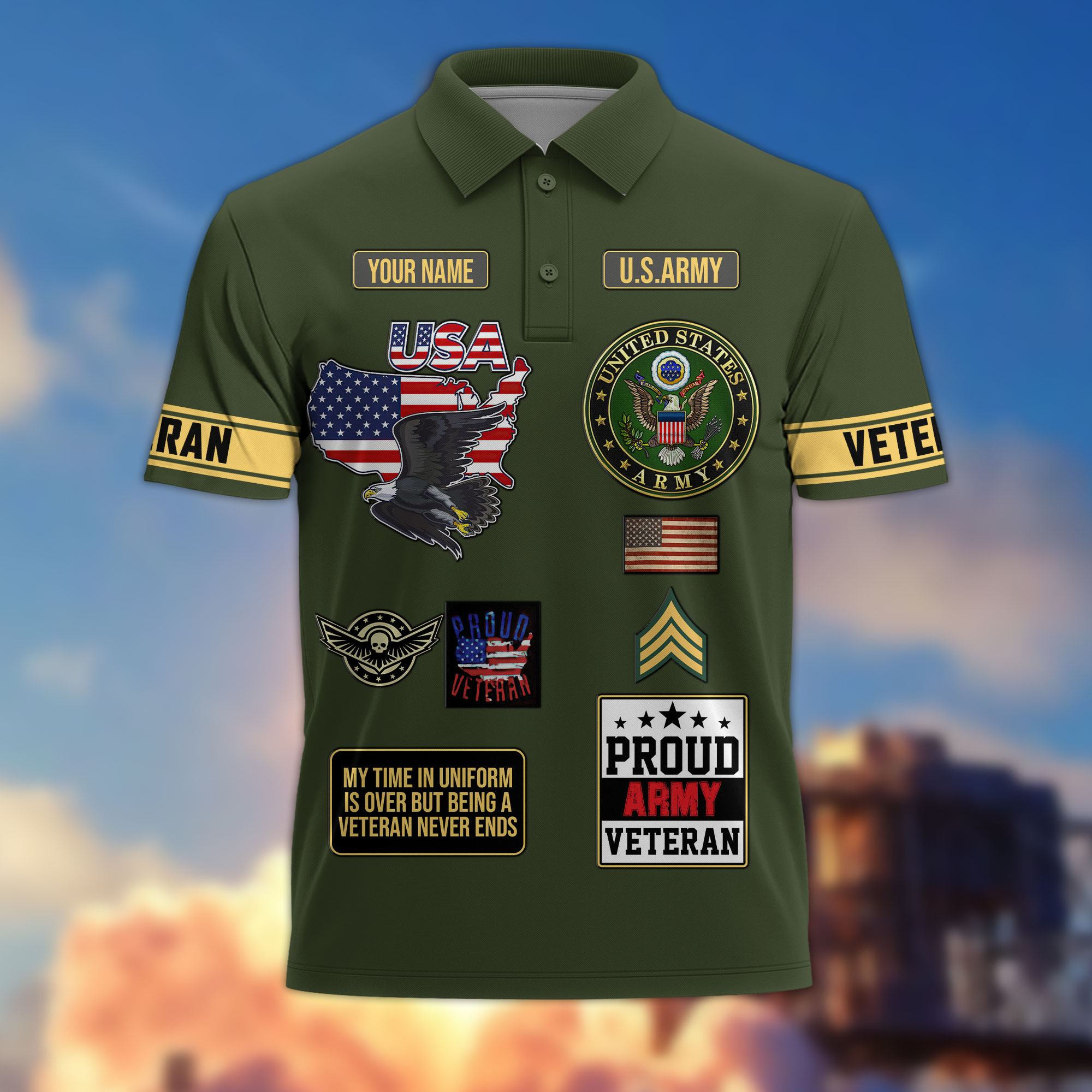 Premium US Veterans Custom Polo Shirt CPVC030301, Gifts For US Veterans, Gifts For Father’s Day, Veterans Day