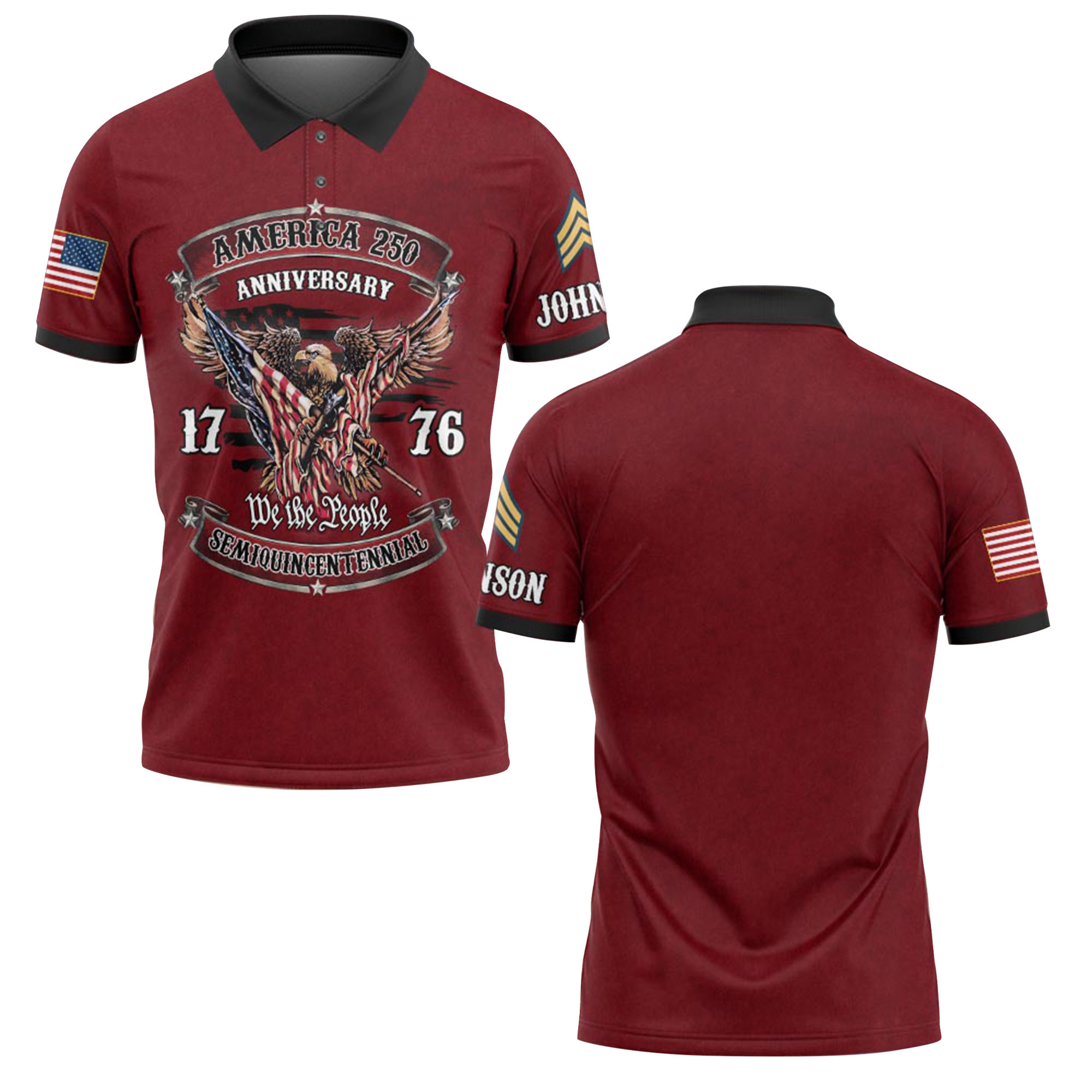 Premium America 250th Anniversary Custom Polo Shirt VPVC218951, Gifts For US Veteran, Best Gifts For Father’s Day, Independence Day, Veterans Day