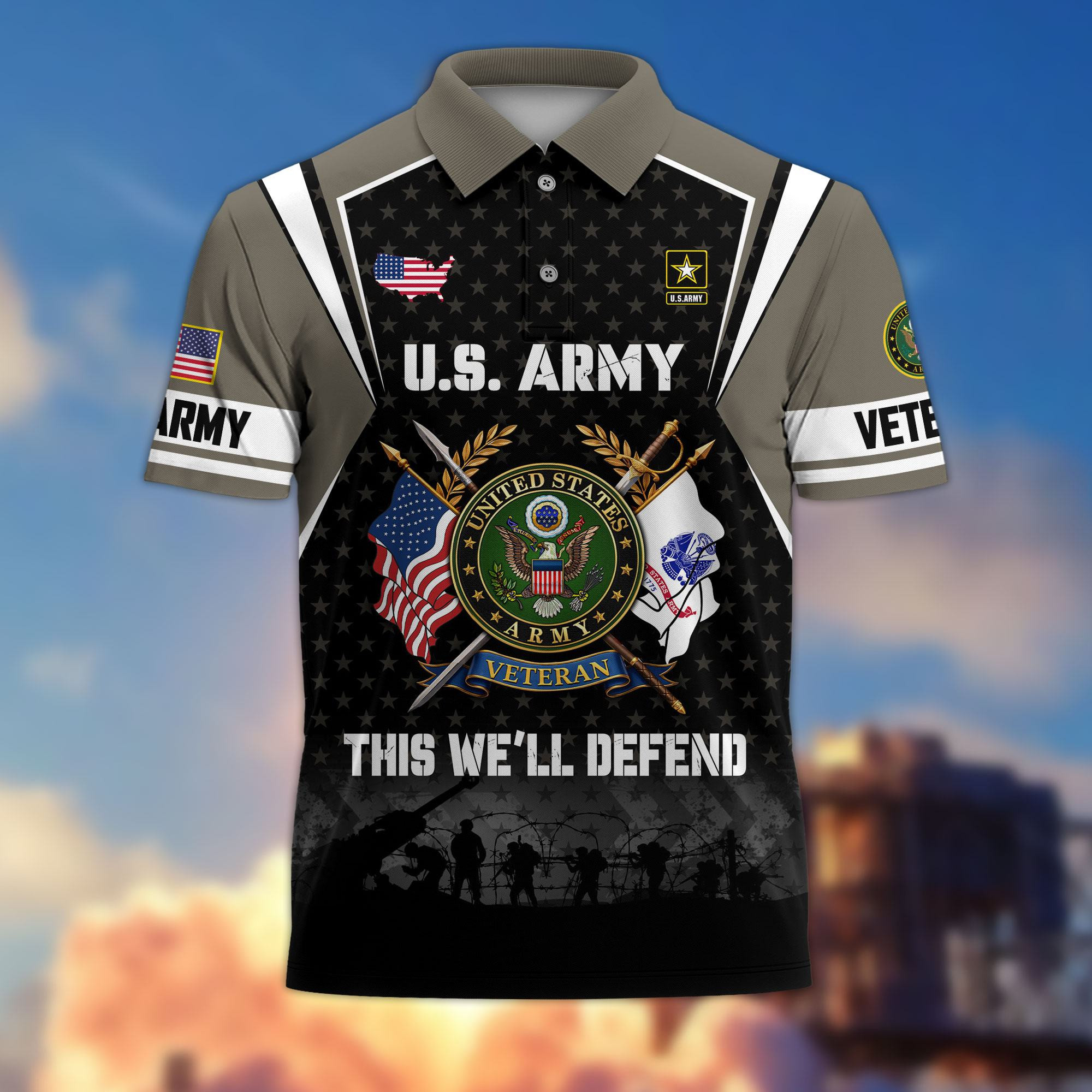 Premium US Veterans Polo Shirt ATTN080224, Gifts For US Veterans, Gifts On Father’s Day, Veterans Day