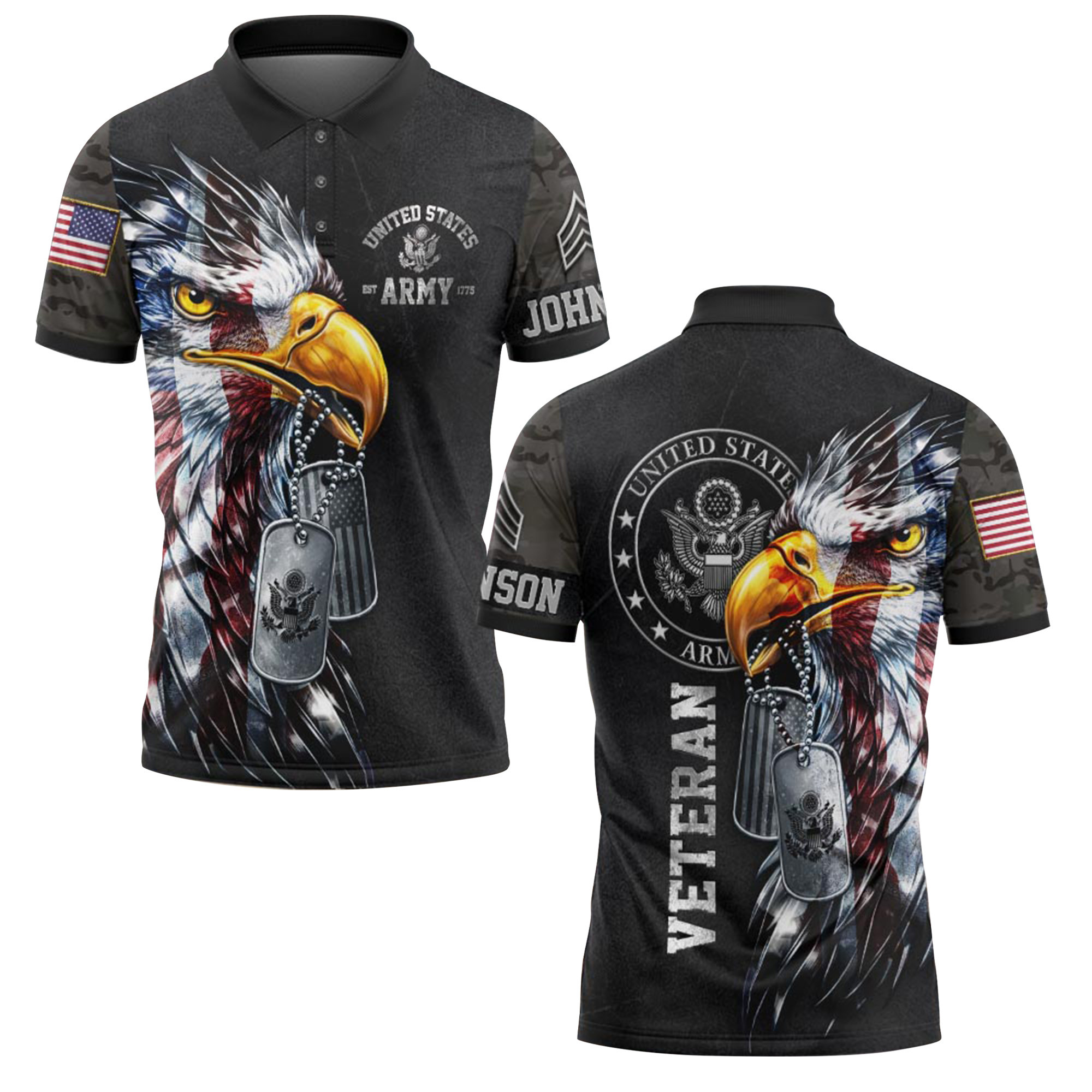 Premium US Army Custom Polo Shirt VPVC218975, Gifts For Army Veteran, Best Gifts For Father’s Day, Independence Day, Veterans Day