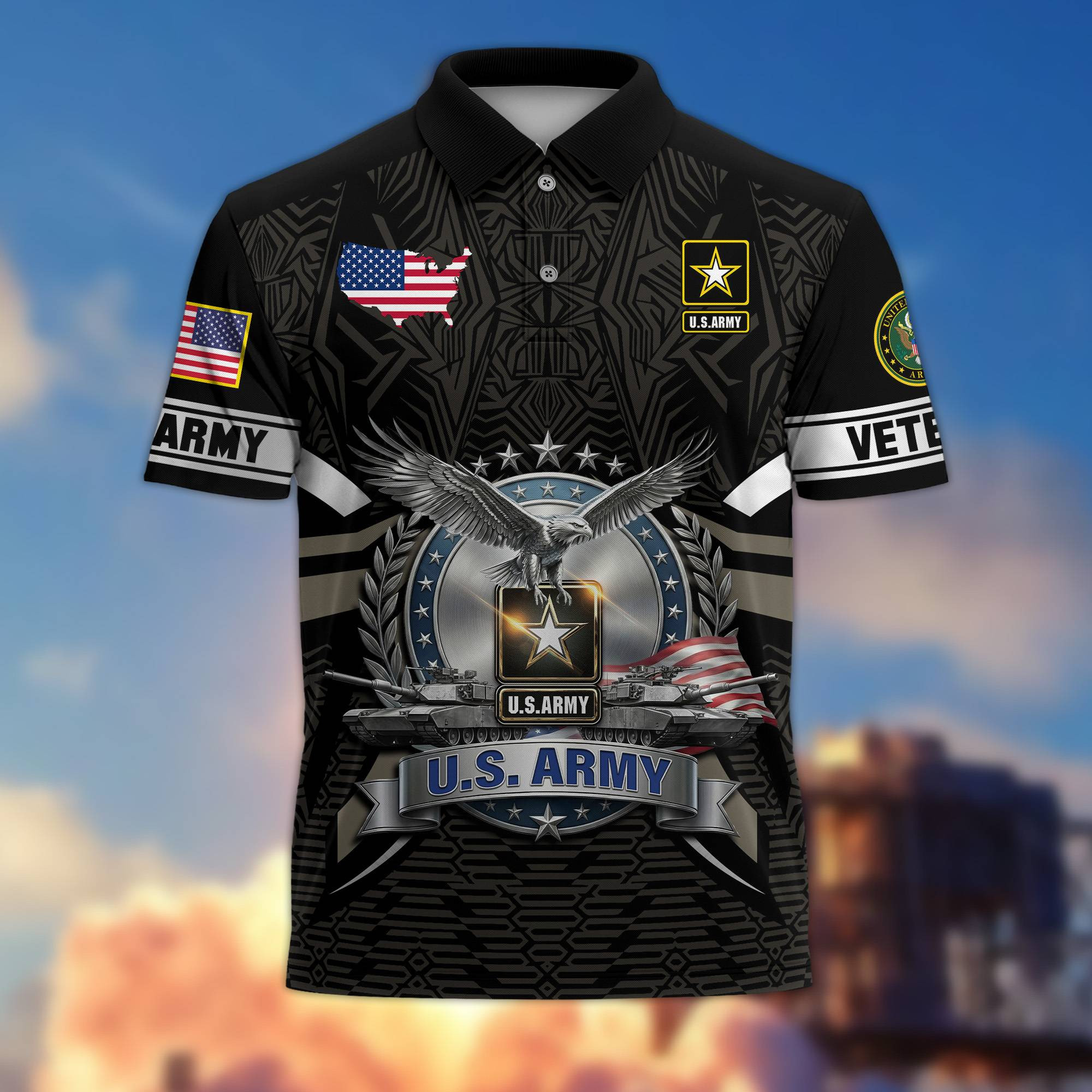 Premium US Veterans Polo Shirt CPHN070111, Gifts For US Veterans, Gifts On Father’s Day, Veterans Day