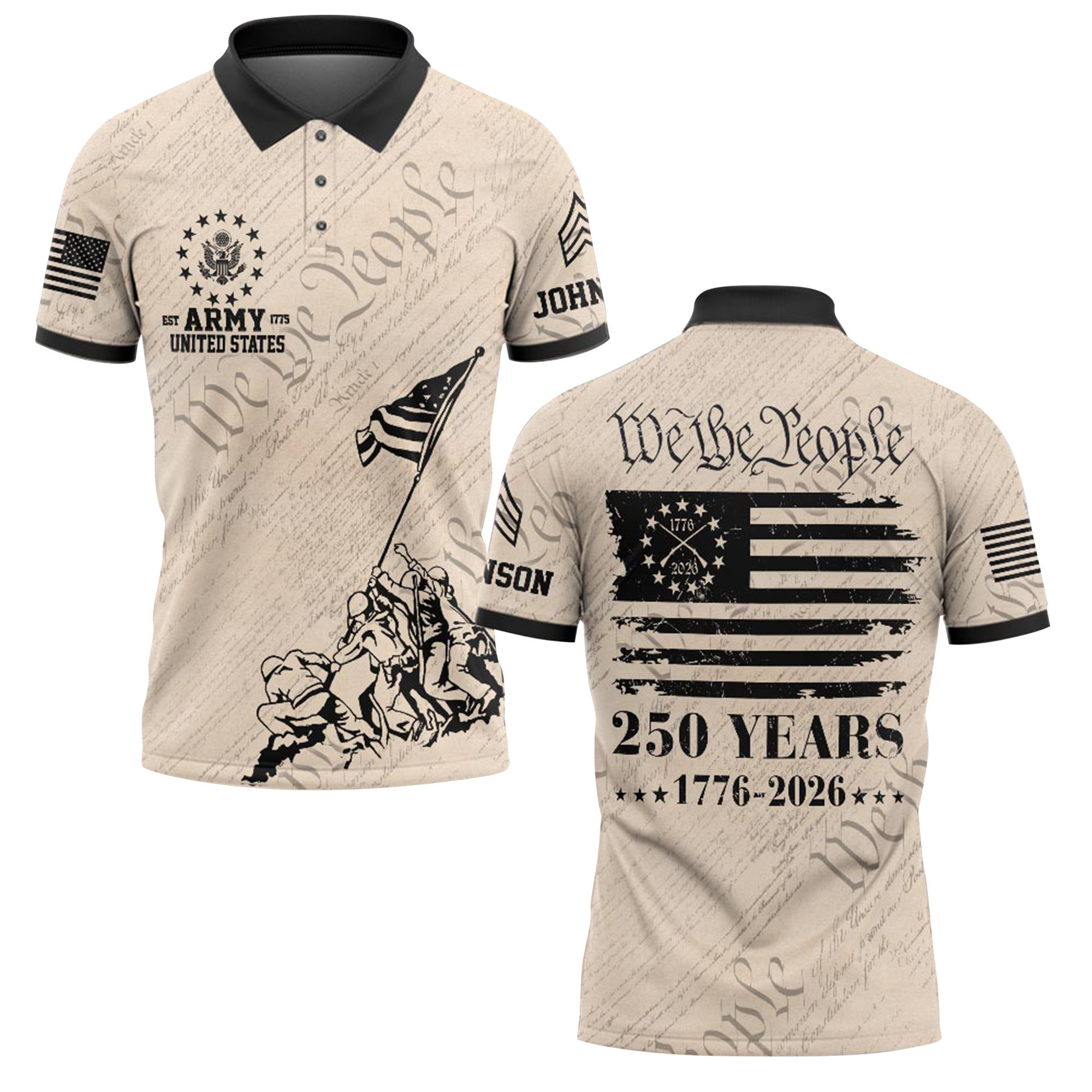 Premium America 250th Anniversary Custom Polo Shirt VPVC218977, Gifts For Army Veteran, Best Gifts For Father’s Day, Independence Day, Veterans Day