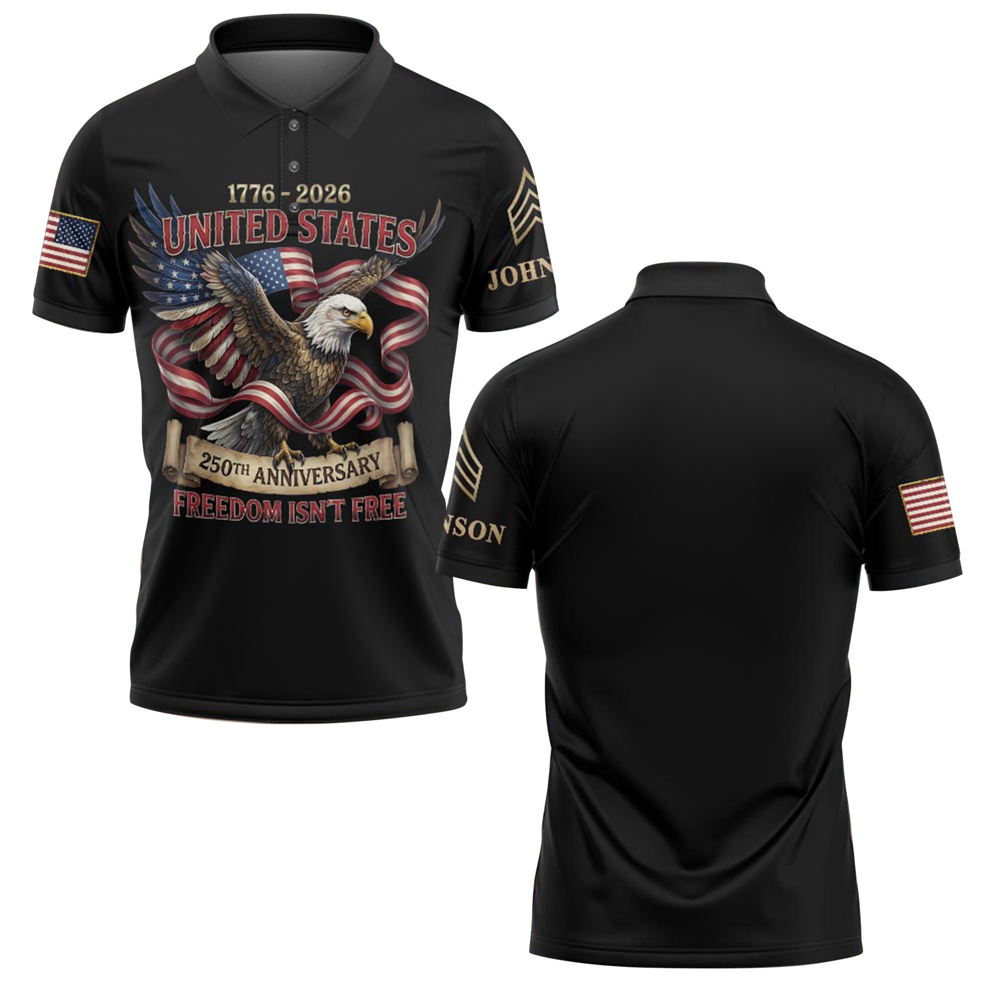 Premium America 250th Anniversary Custom Polo Shirt VPVC218980, Gifts For Army Veteran, Best Gifts For Father’s Day, Independence Day, Veterans Day