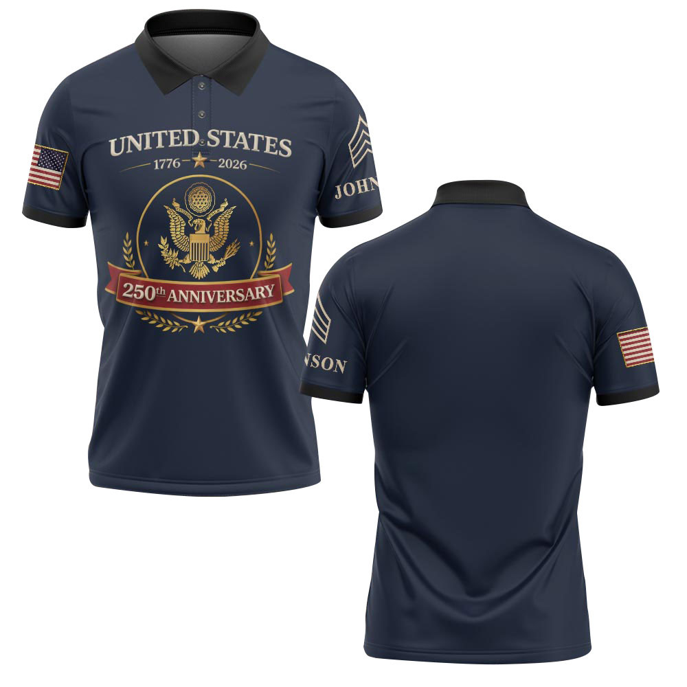 Premium America 250th Anniversary Custom Polo Shirt VPVC218981, Gifts For Army Veteran, Best Gifts For Father’s Day, Independence Day, Veterans Day