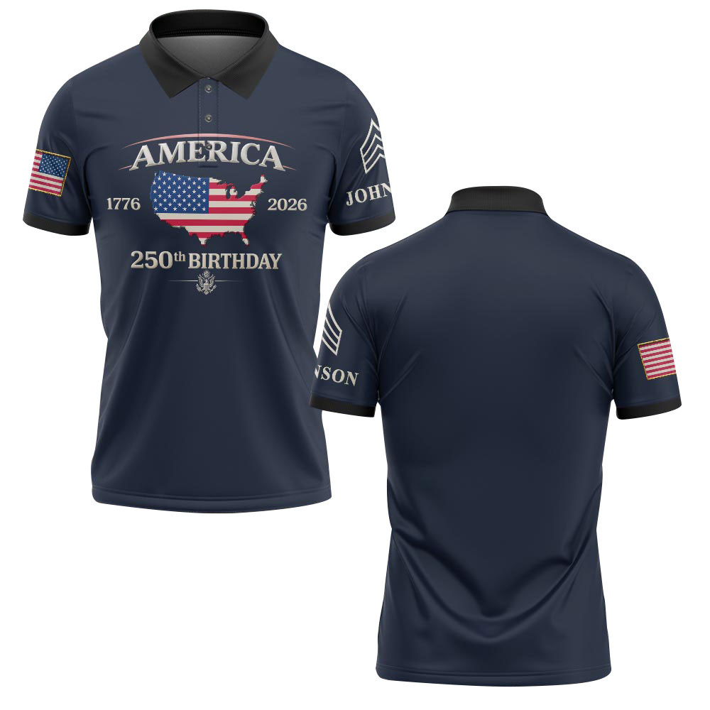 Premium America 250th Anniversary Custom Polo Shirt VPVC218983, Gifts For Army Veteran, Best Gifts For Father’s Day, Independence Day, Veterans Day
